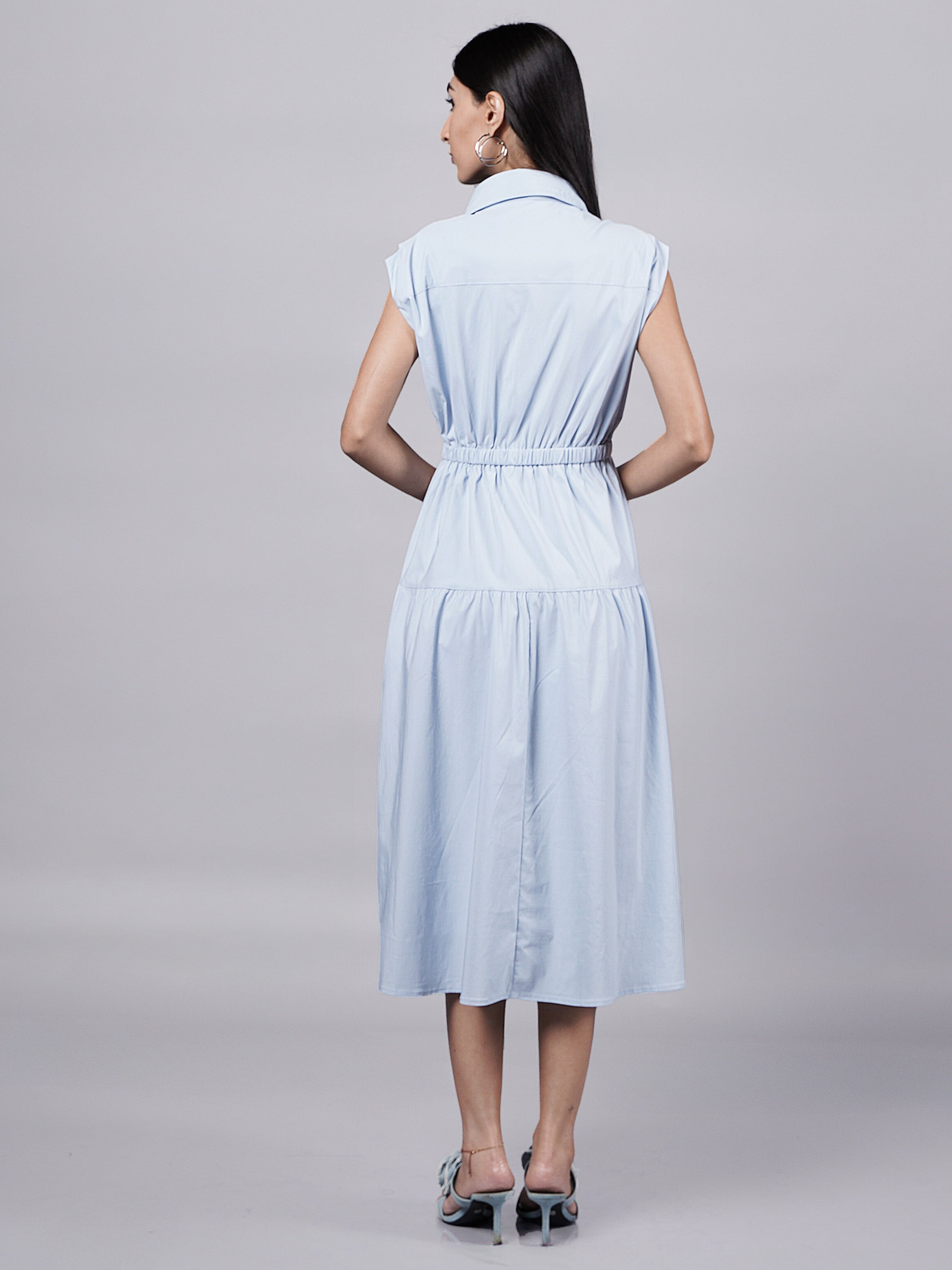 Sleeveless Midi Dress with Utility Details