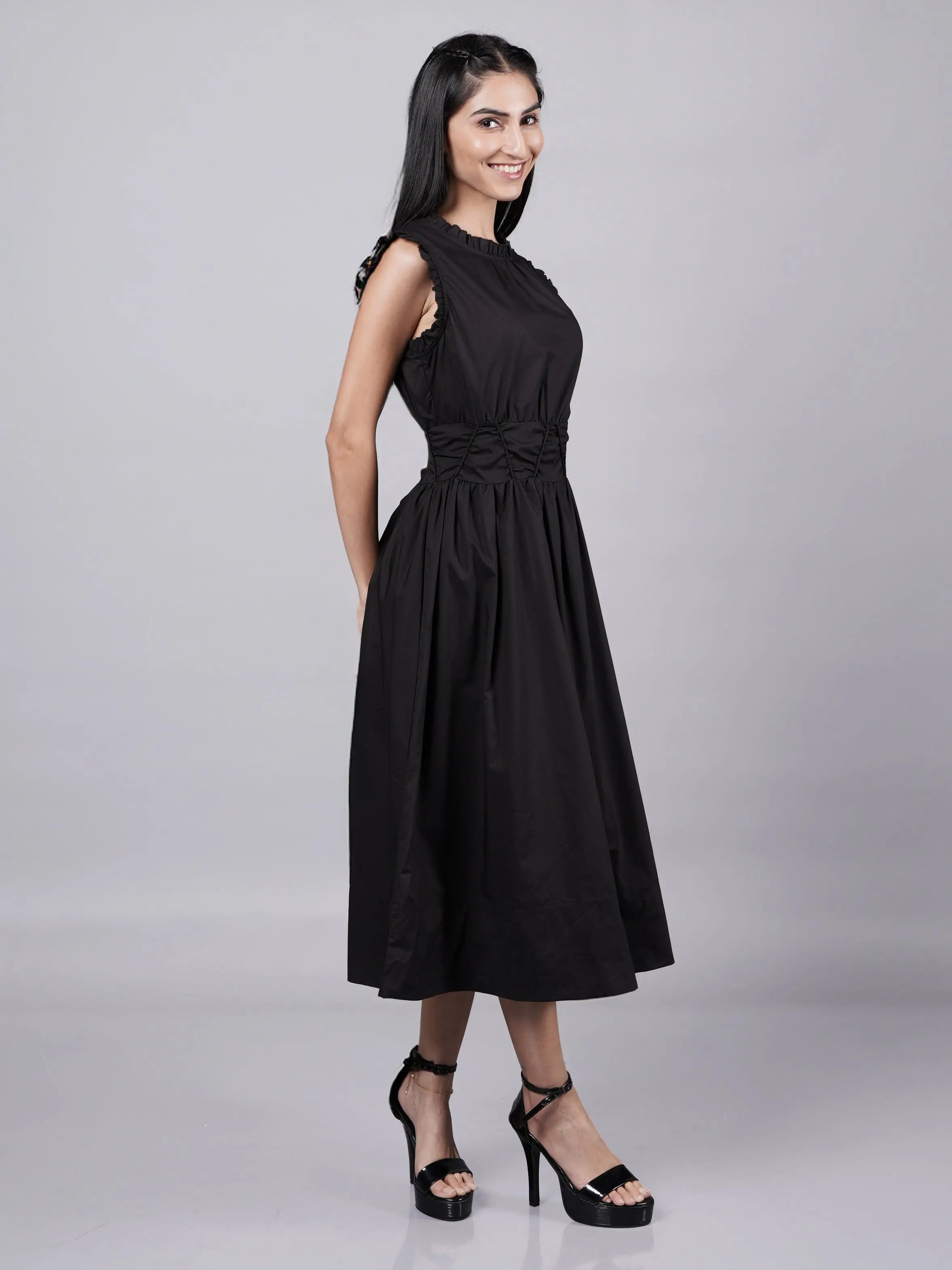 Old Money Influence Black Dress