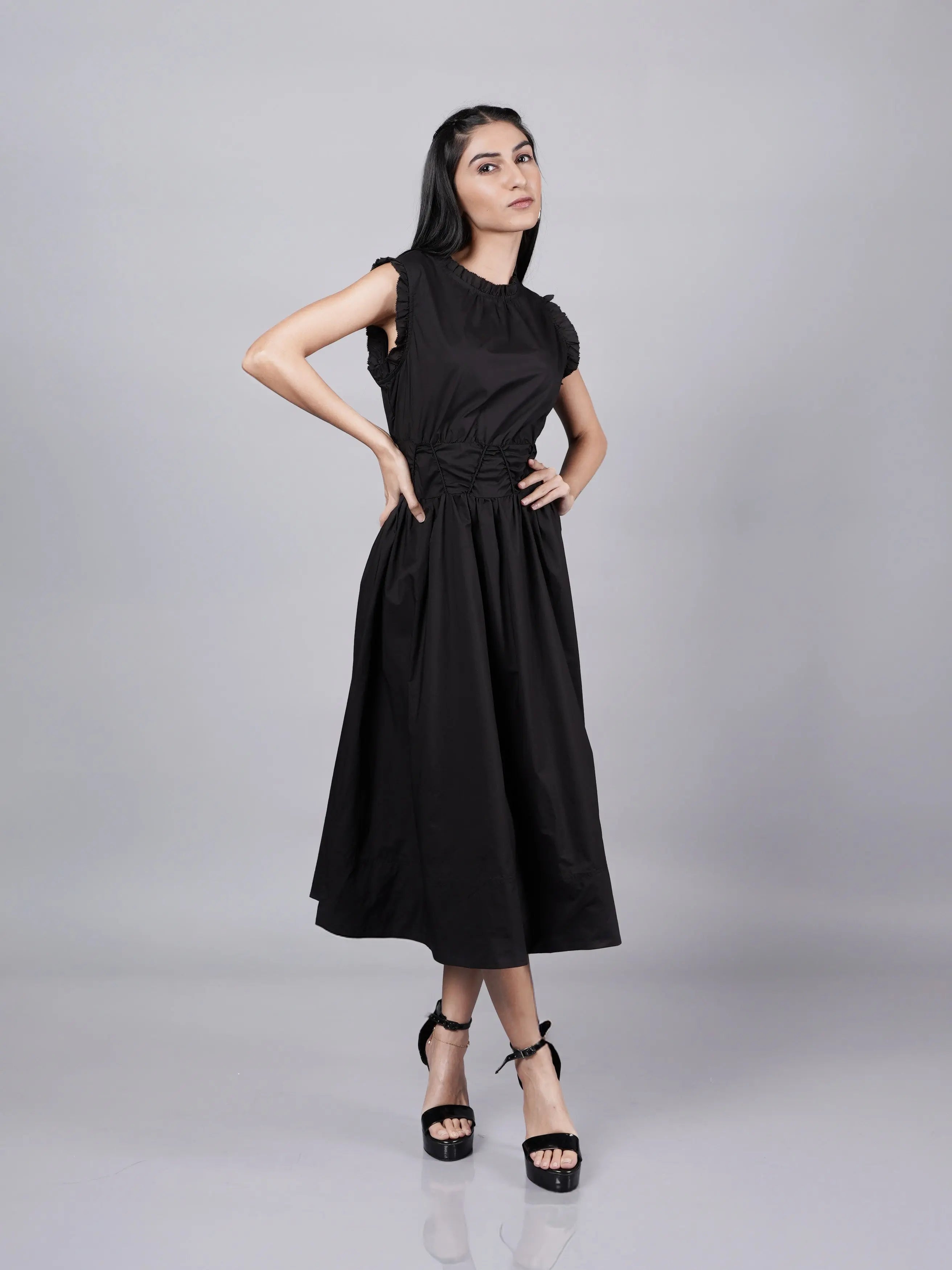 Old Money Influence Black Dress