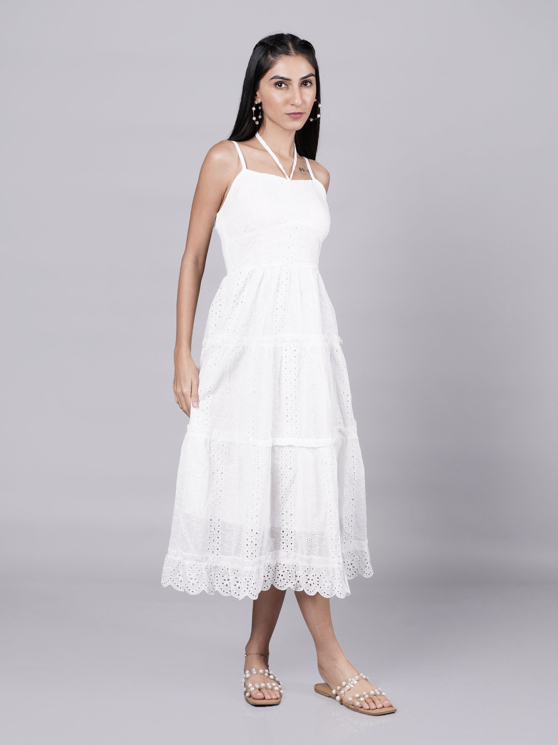 Vintage White Slip Dress With English Embroidery