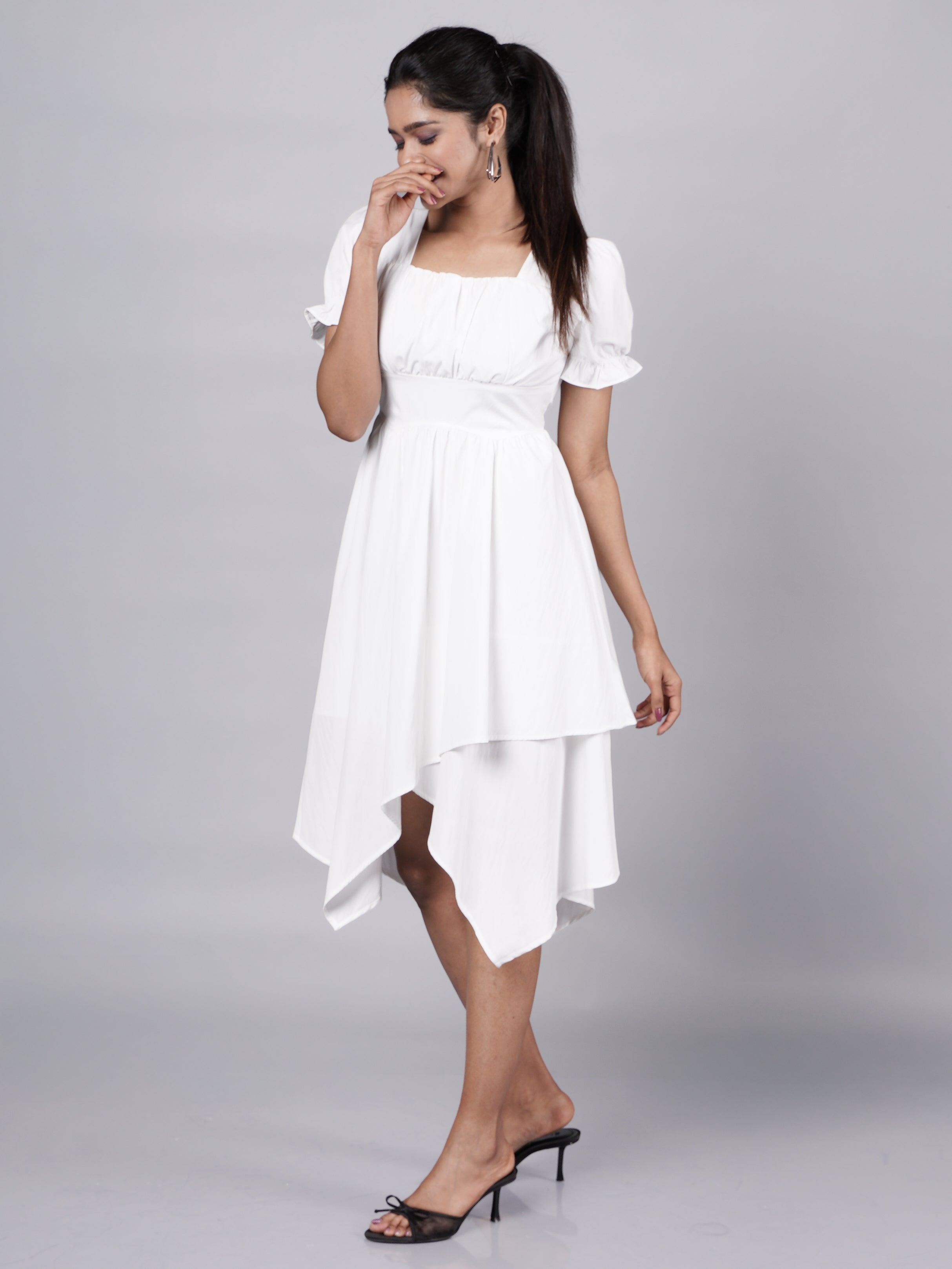 White Puff Sleeve Dress