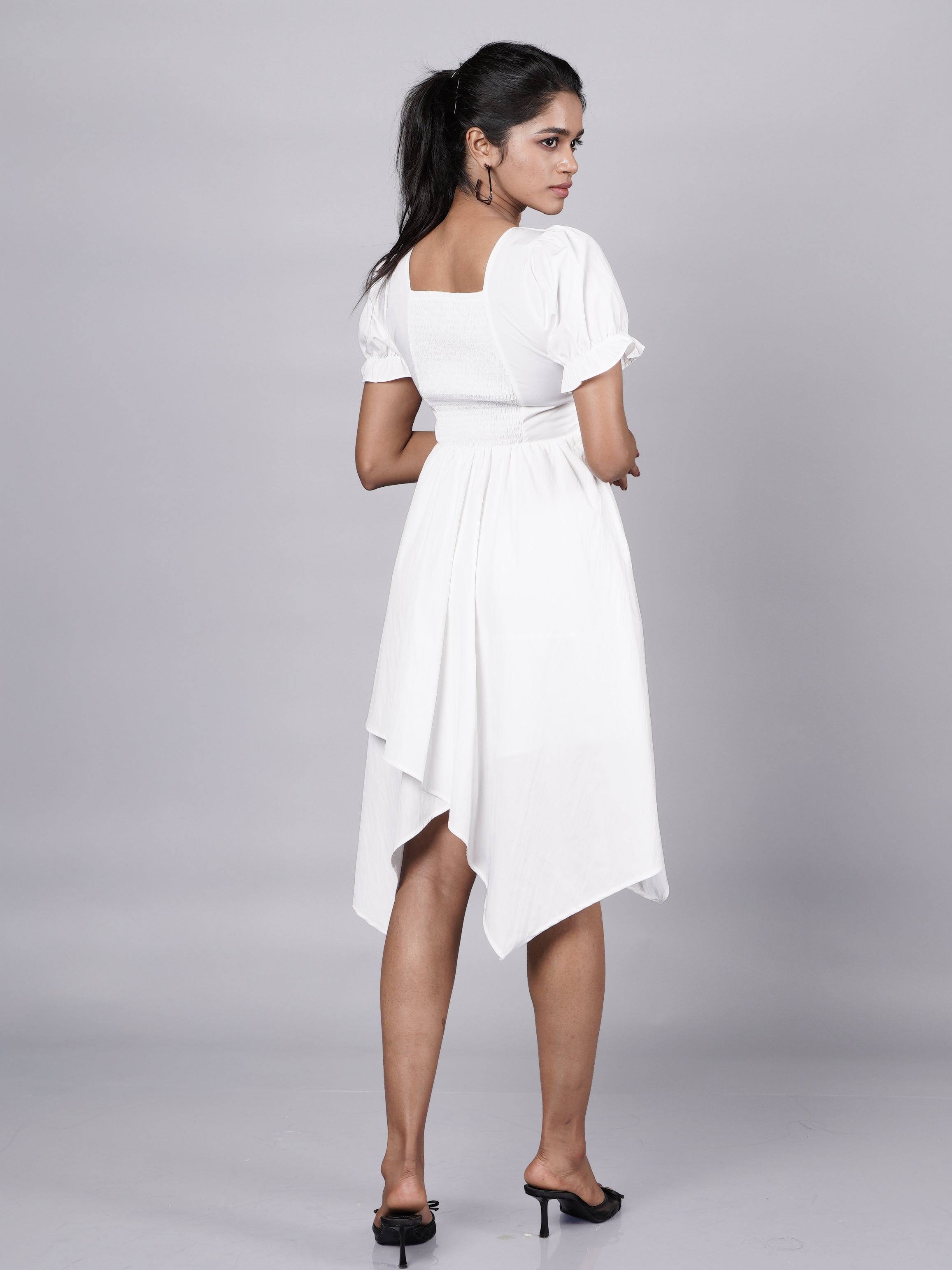 White Puff Sleeve Dress