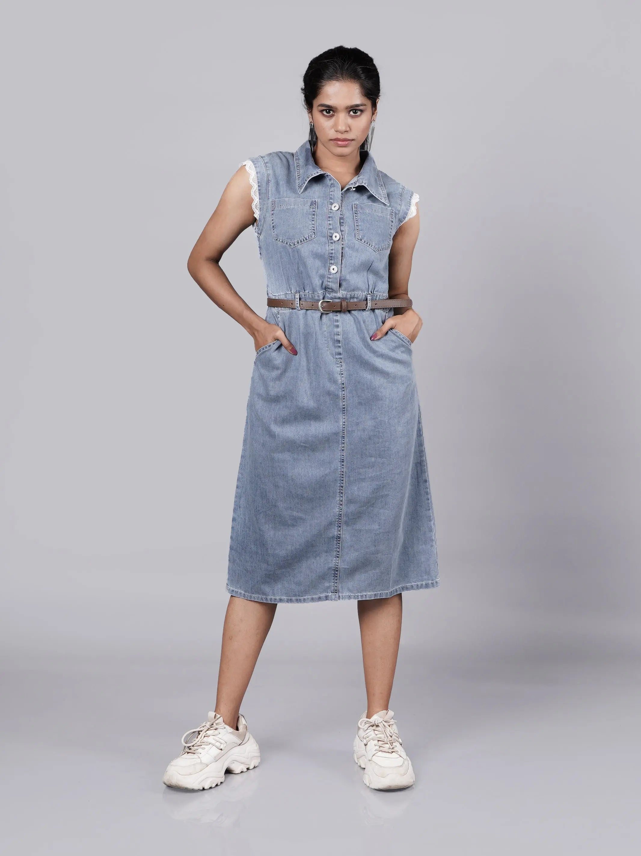 Gen Z Urban Dark Blue Denim Dress