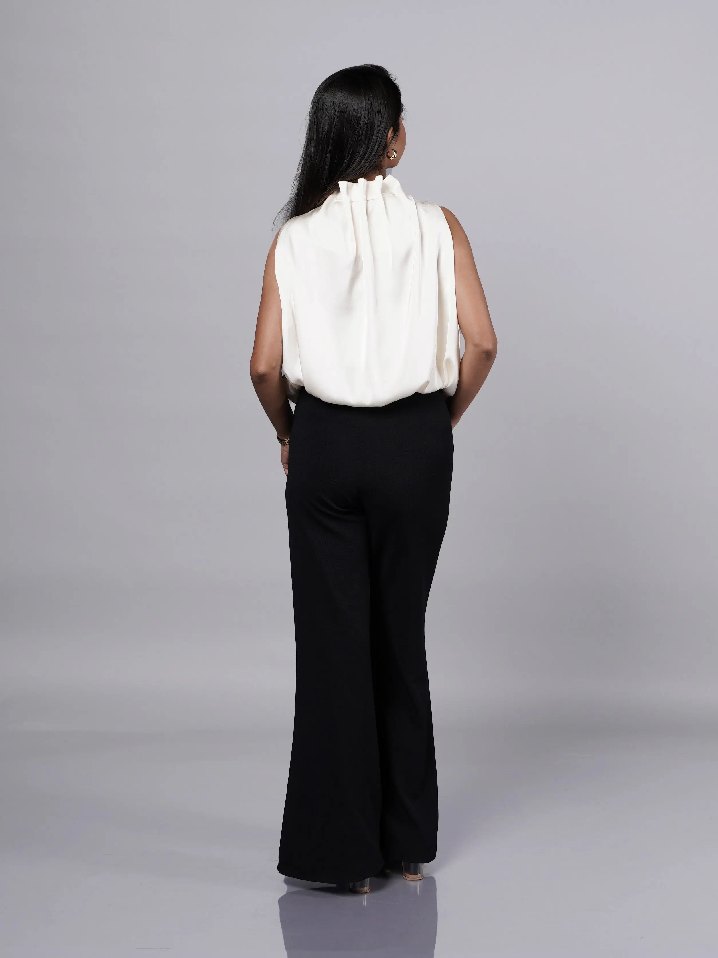 Halter Neck Beige Satin Top
