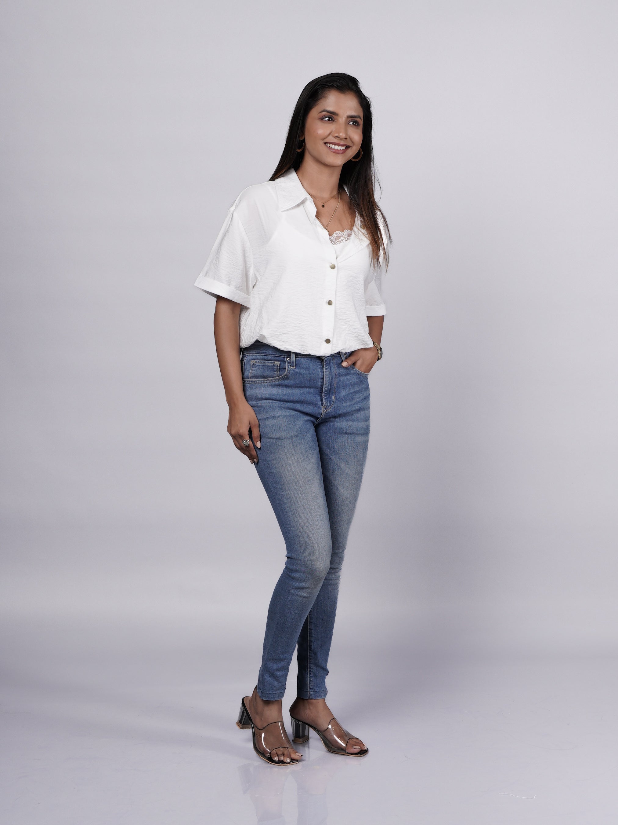 White Oversized Shirt with Cami