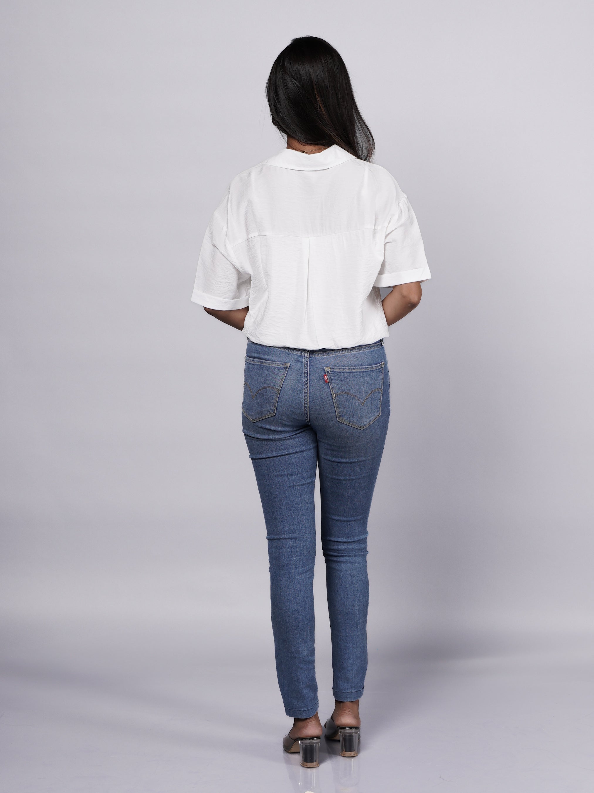 White Oversized Shirt with Attached Lace Cami