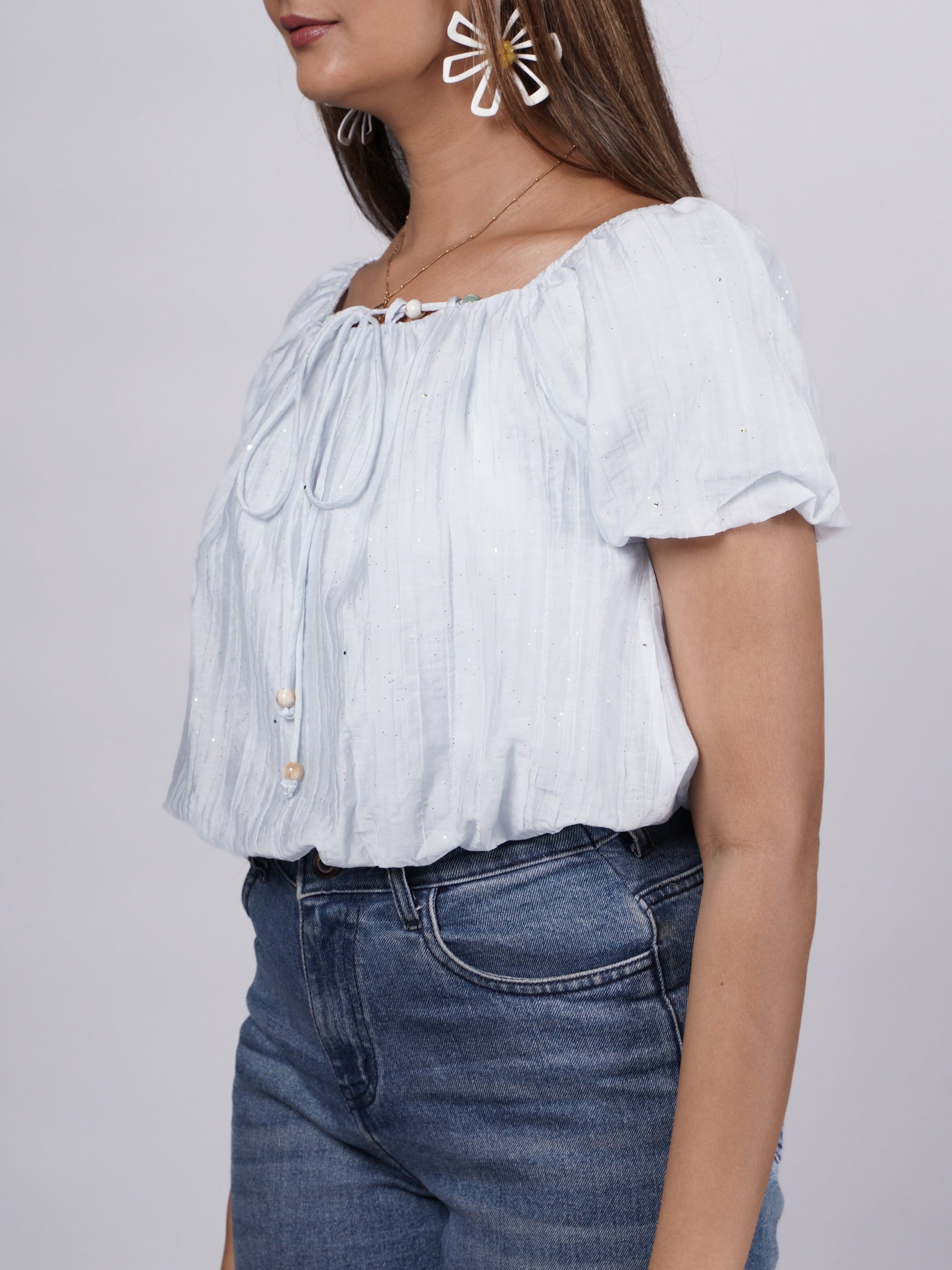 Off-Shoulder Puff-Sleeve Top