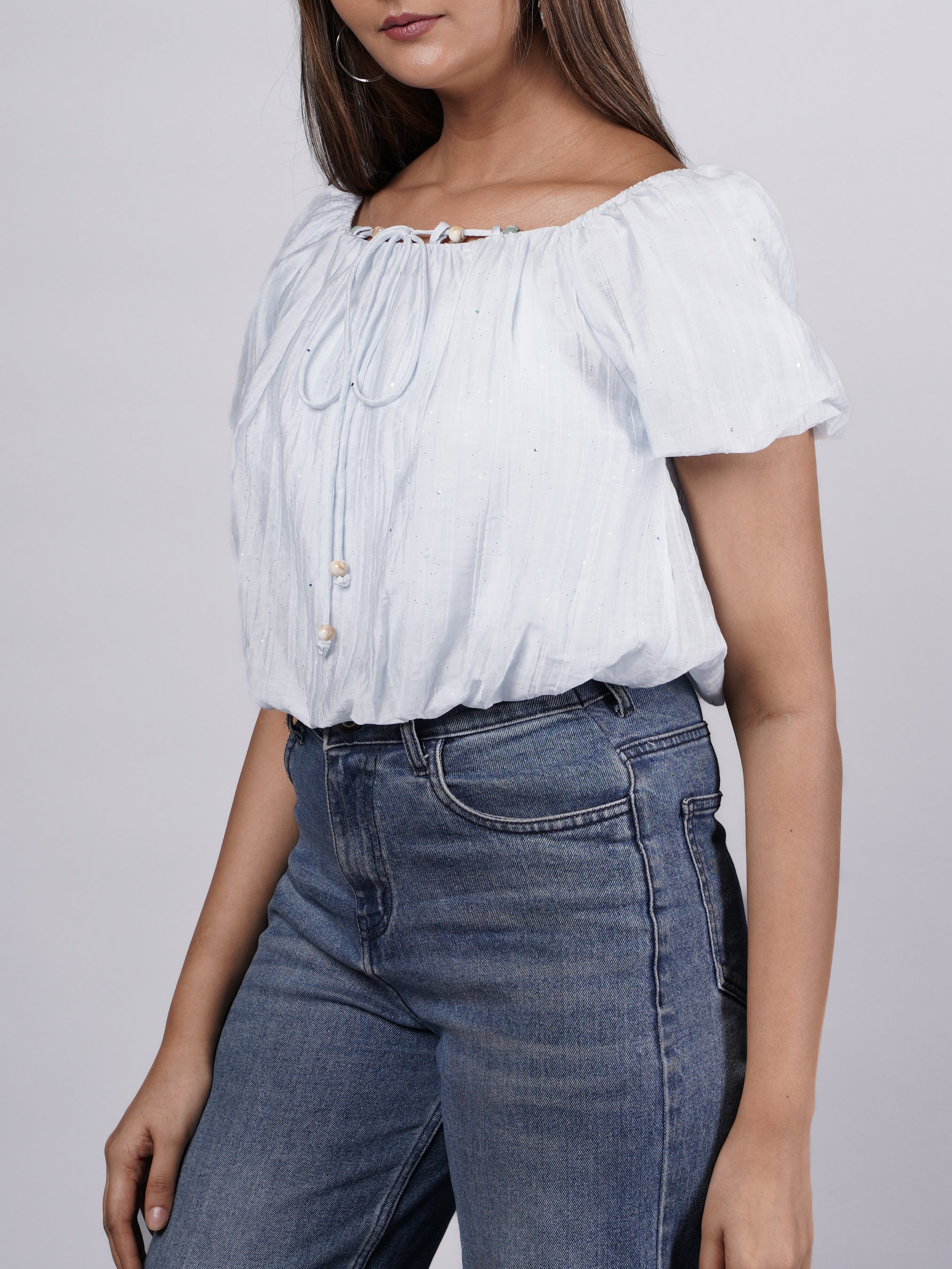 Off-Shoulder Puff-Sleeve Top