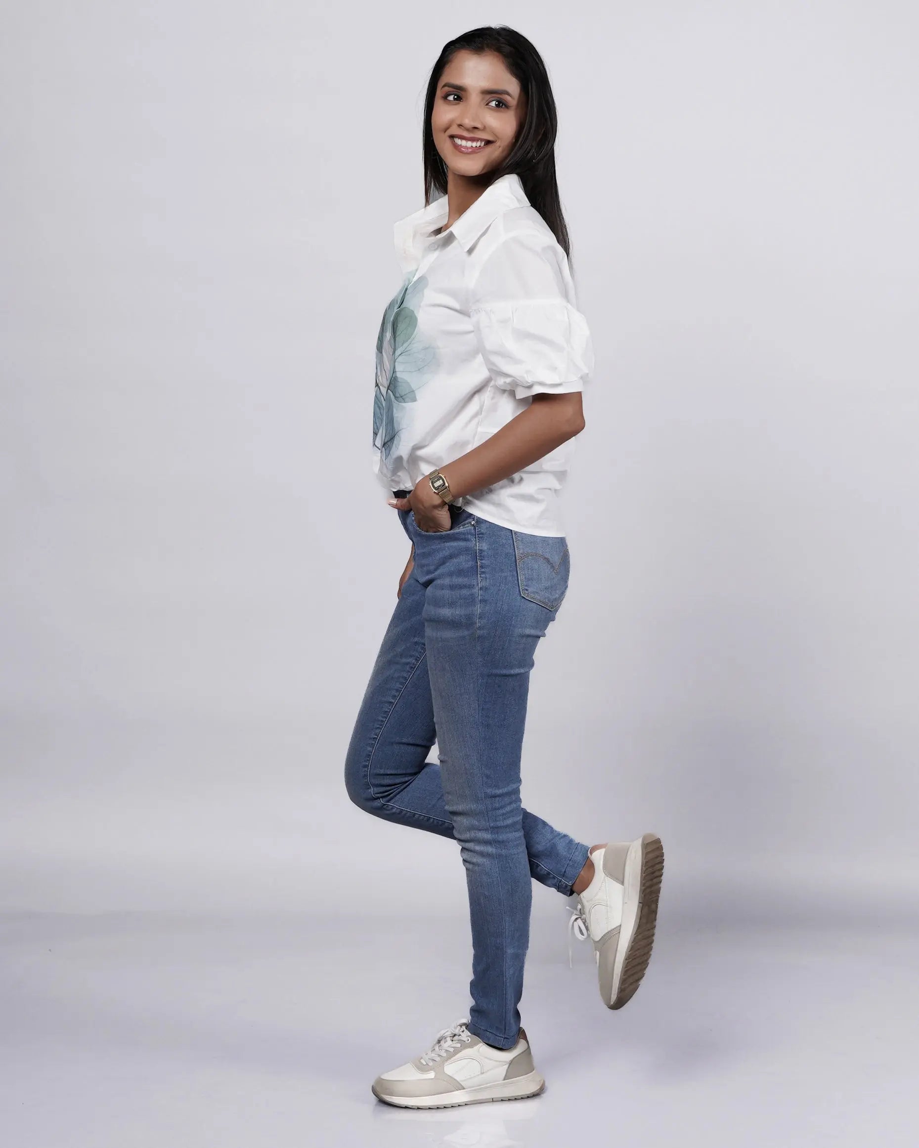 Playful Printed Cotton Puffy Shirt