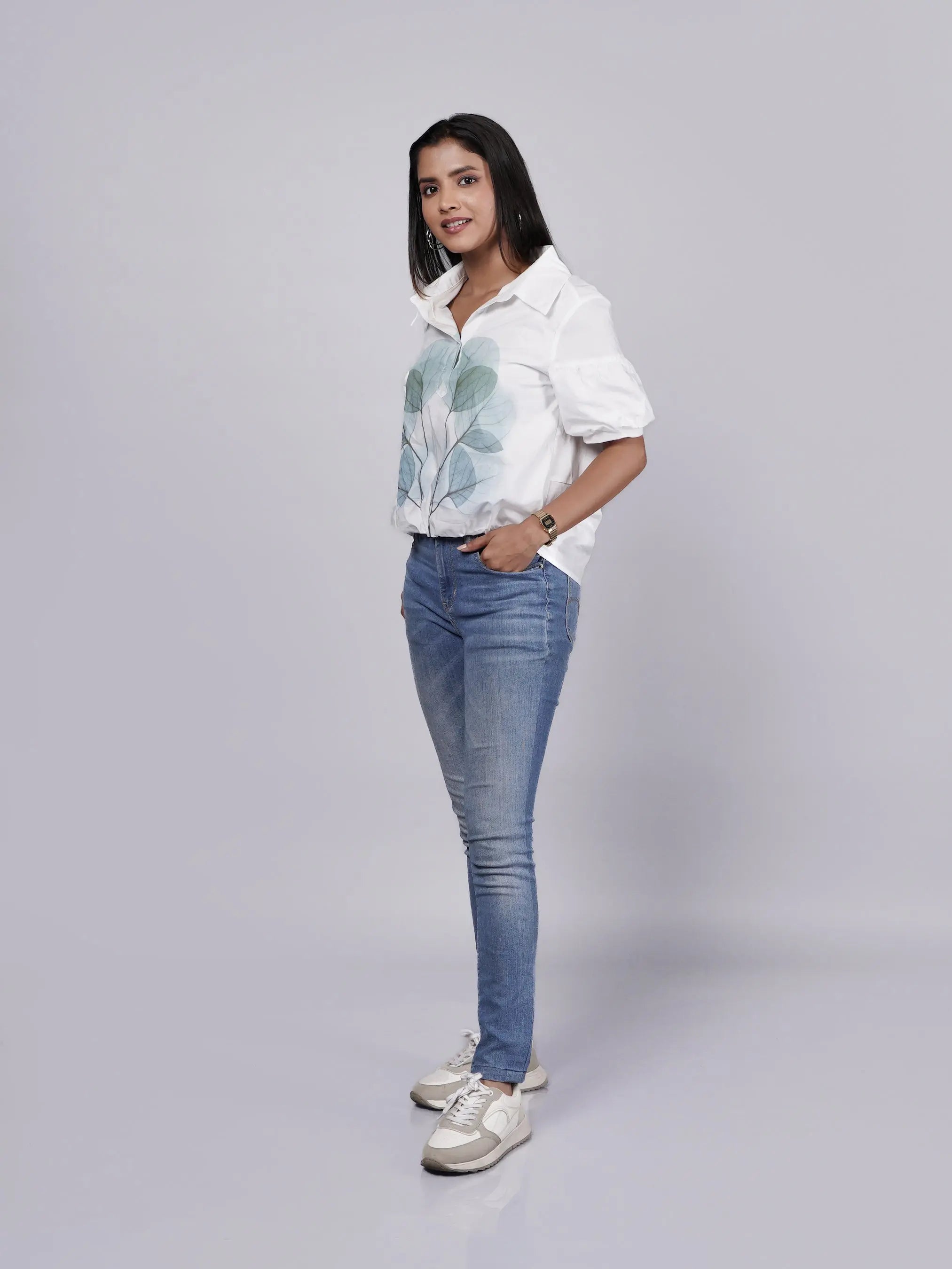 Playful Printed Cotton Puffy Shirt