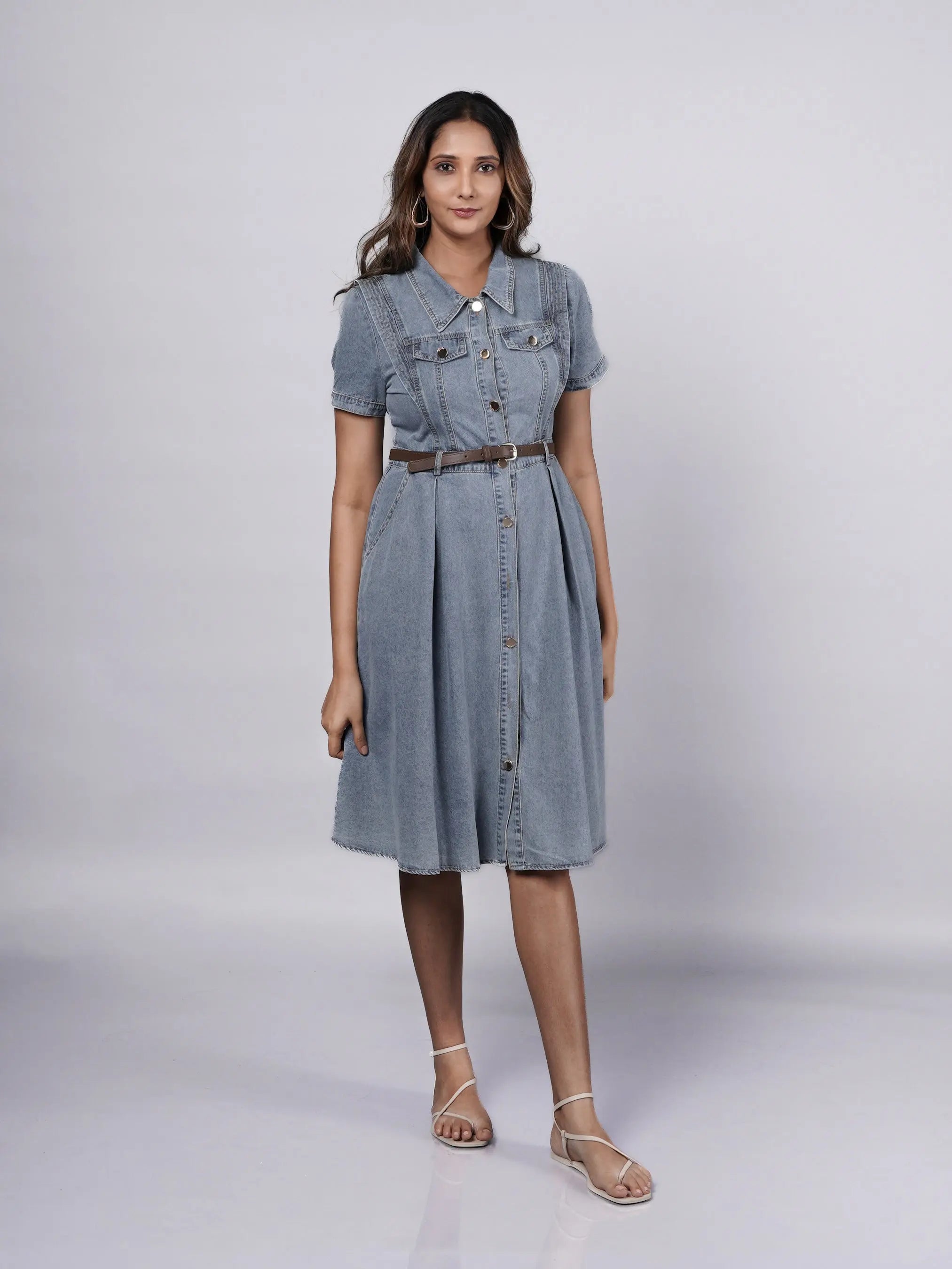Denim Dress with Aesthetic Details