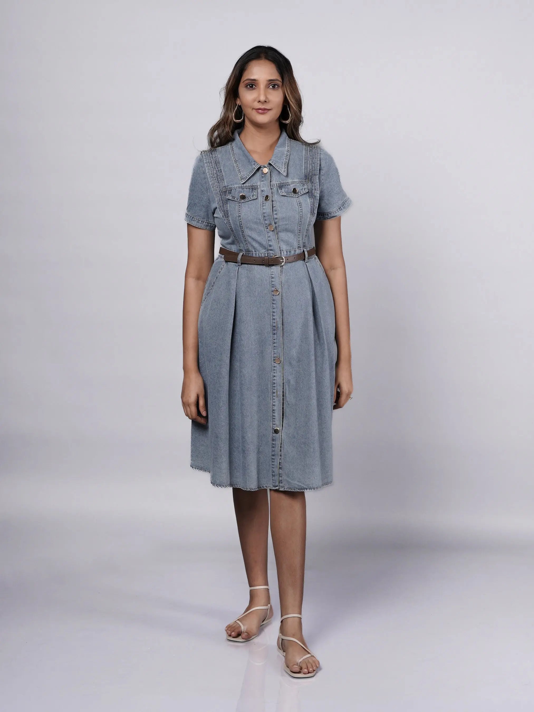 Denim Dress with Aesthetic Details