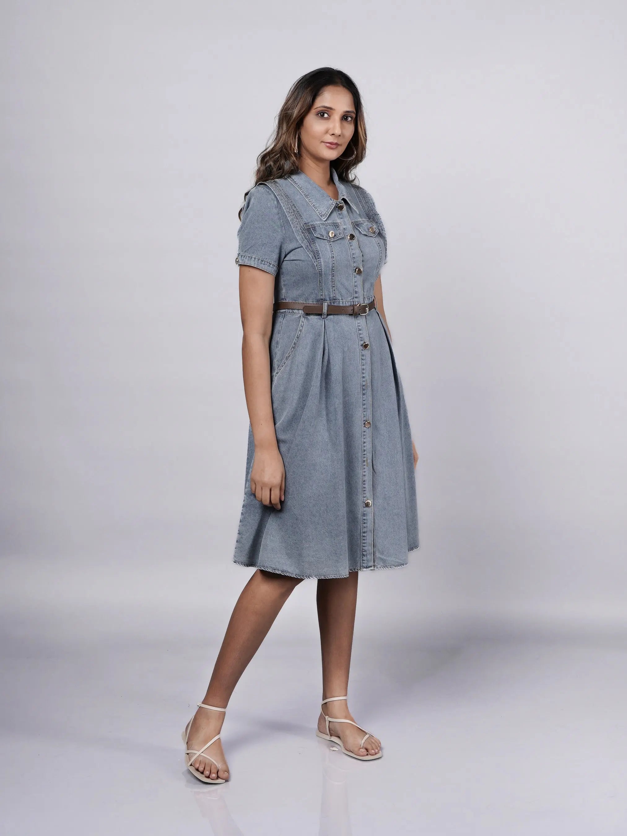 Denim Dress with Aesthetic Details