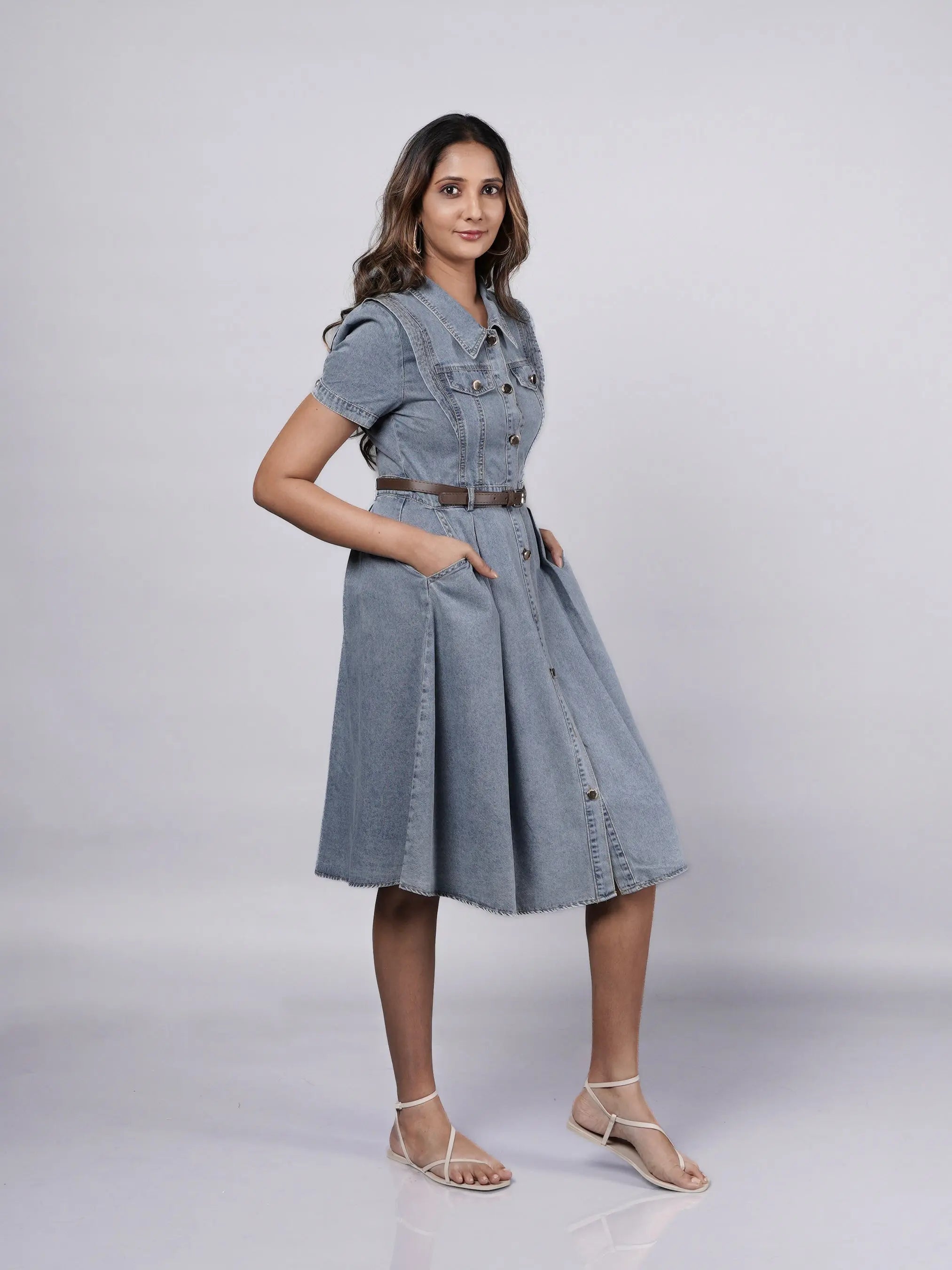 Denim Dress with Aesthetic Details