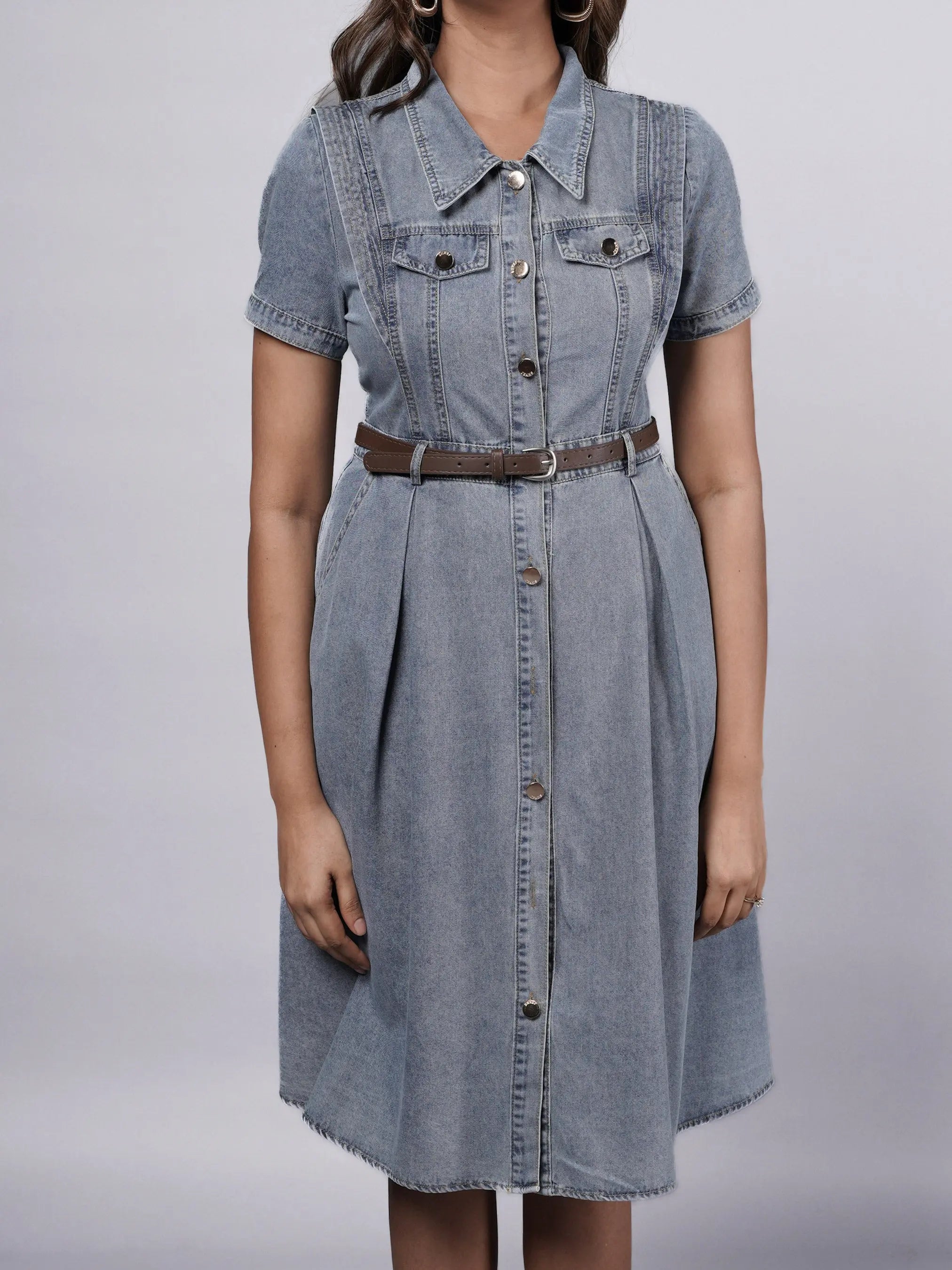 Denim Dress with Aesthetic Details