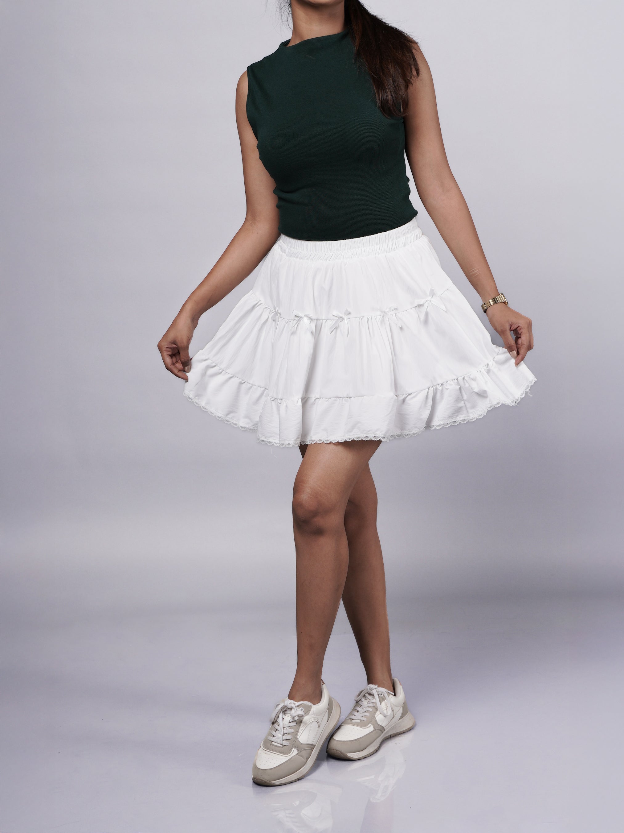 White Y2K Mini Skirt