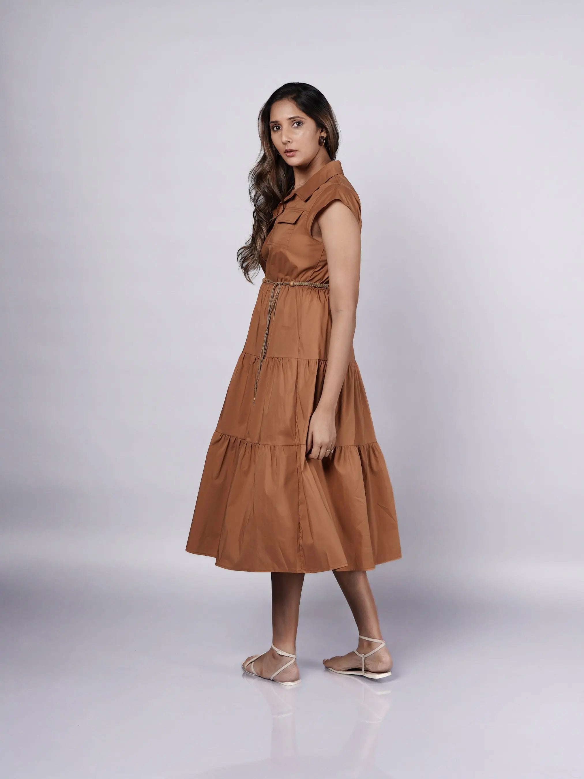 Sleeveless Cotton Shirt Dress