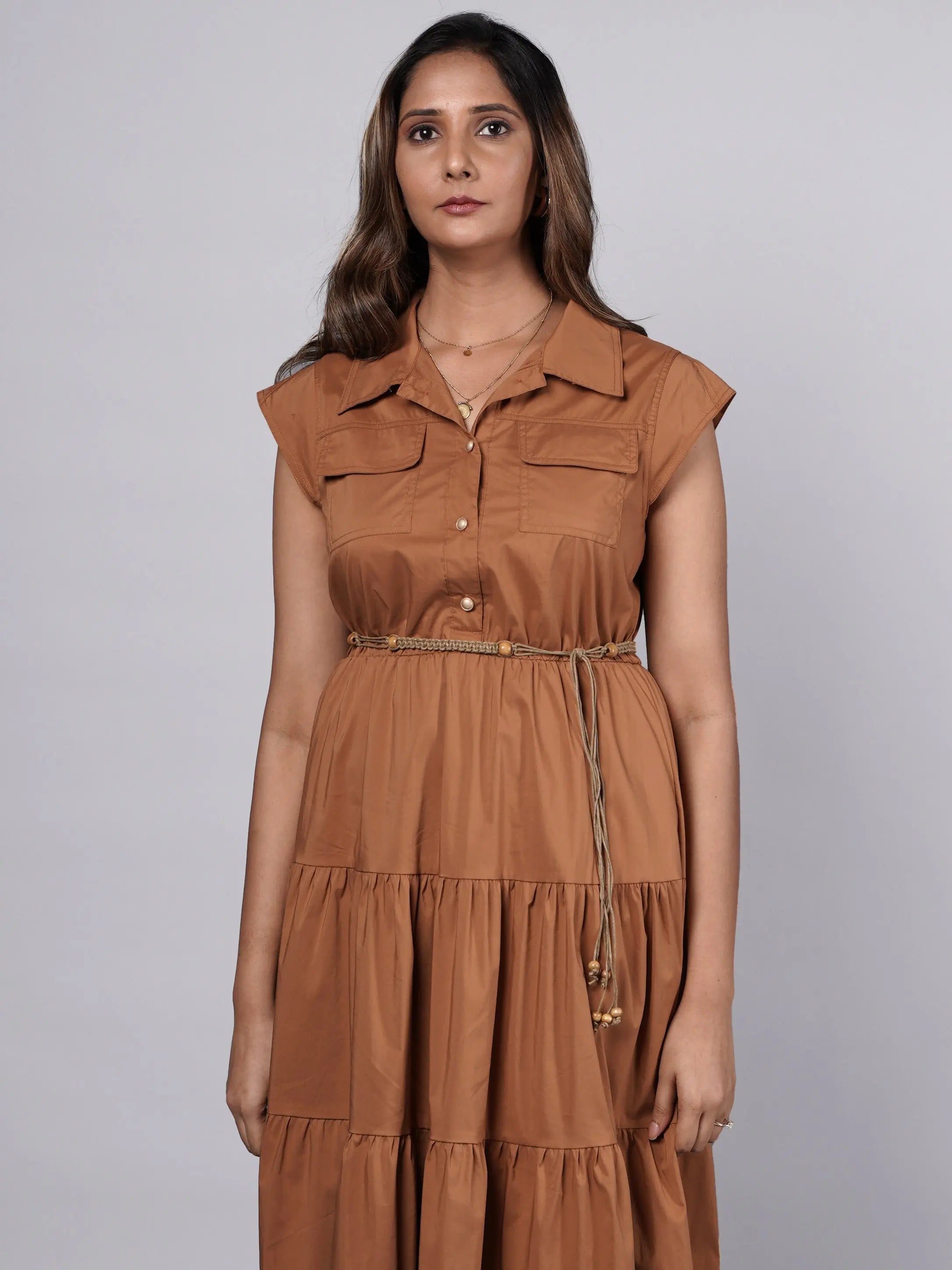 Sleeveless Cotton Shirt Dress