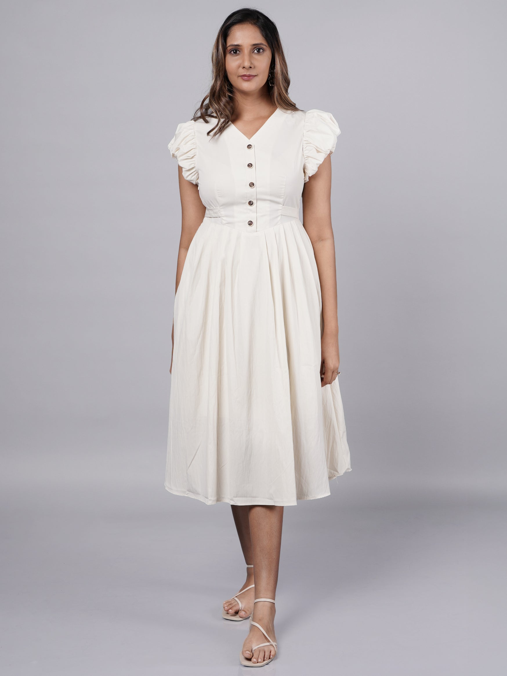 Yellow Puff Sleeve A-Line Sunny Dress