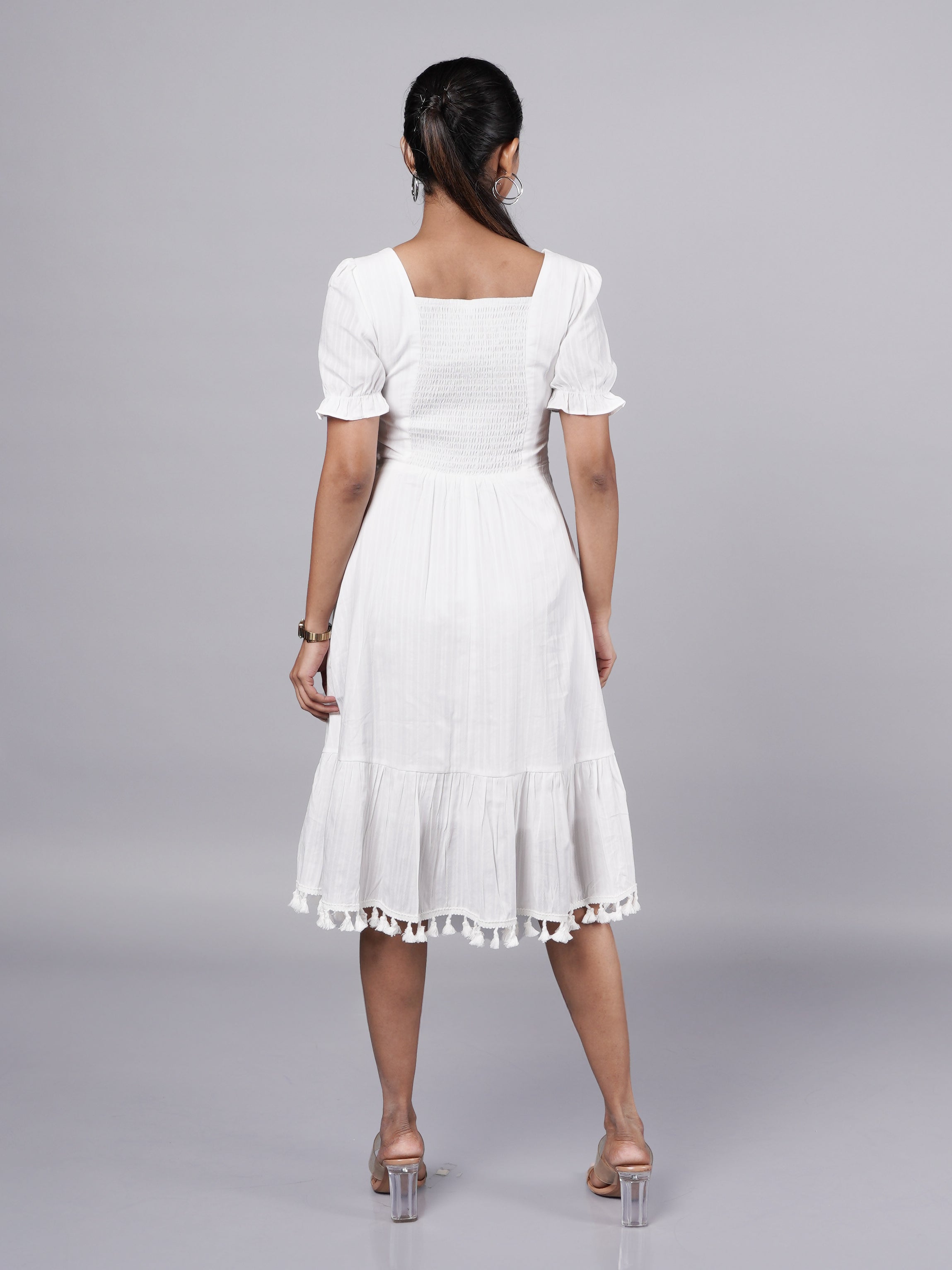 White Boho A-Line Dress