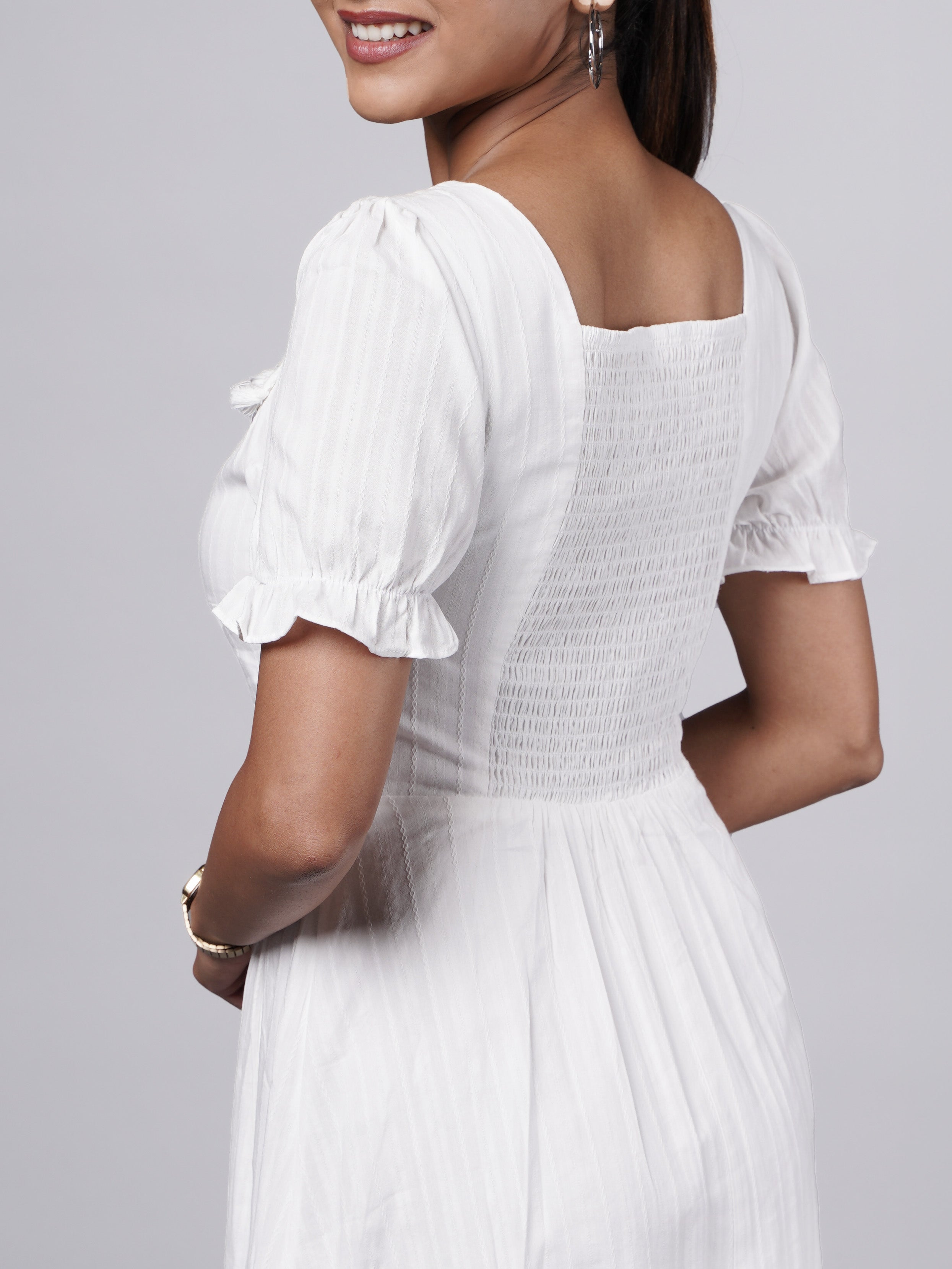 White Boho A-Line Dress