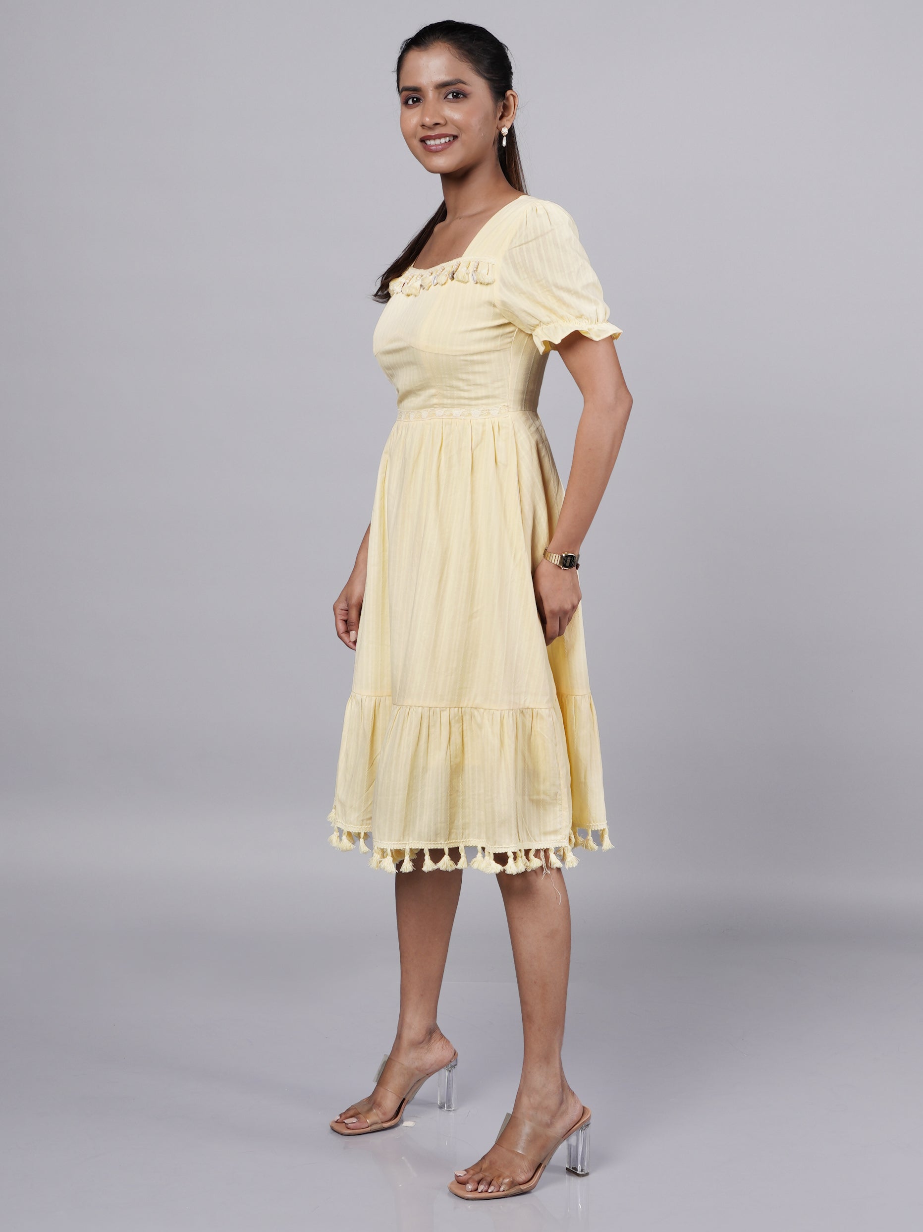 Yellow Boho A-Line Dress