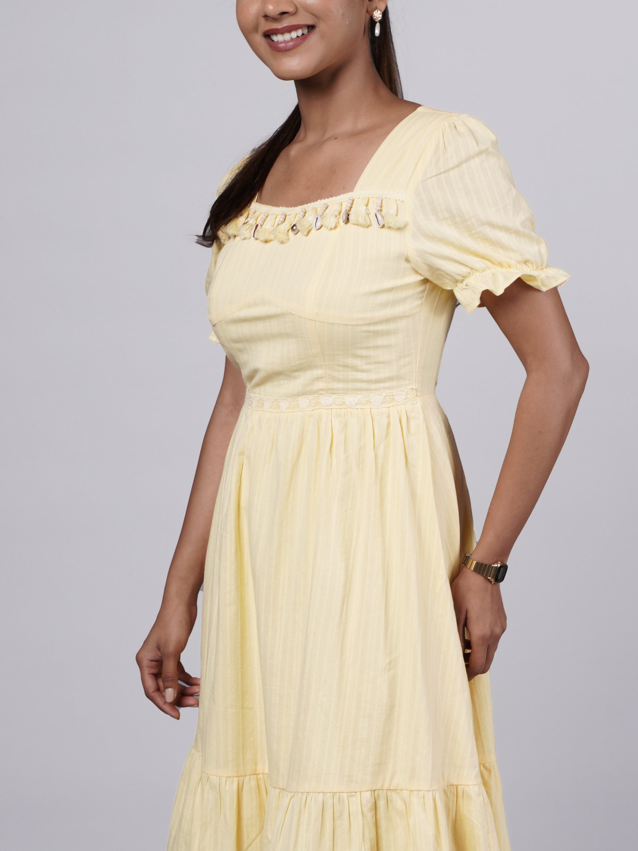 Yellow Boho A-Line Dress