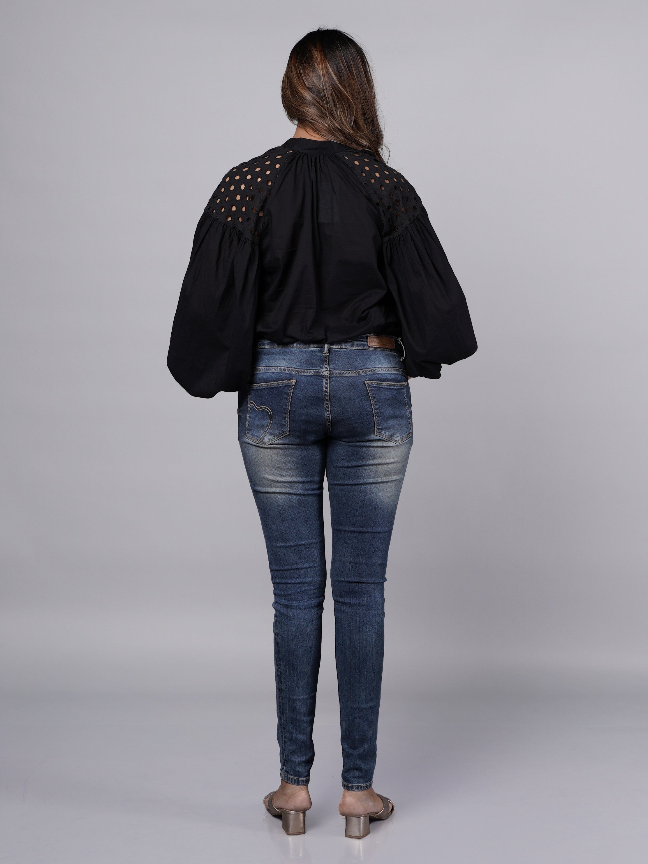 Oversized Long Sleeve Shirt with Shoulder Schiffli Detail FRENCH THEORY