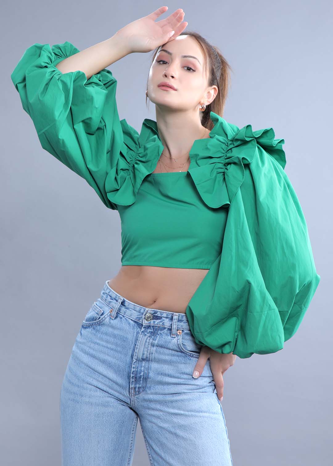 Fitted Top with Balloon Sleeves FRENCH THEORY