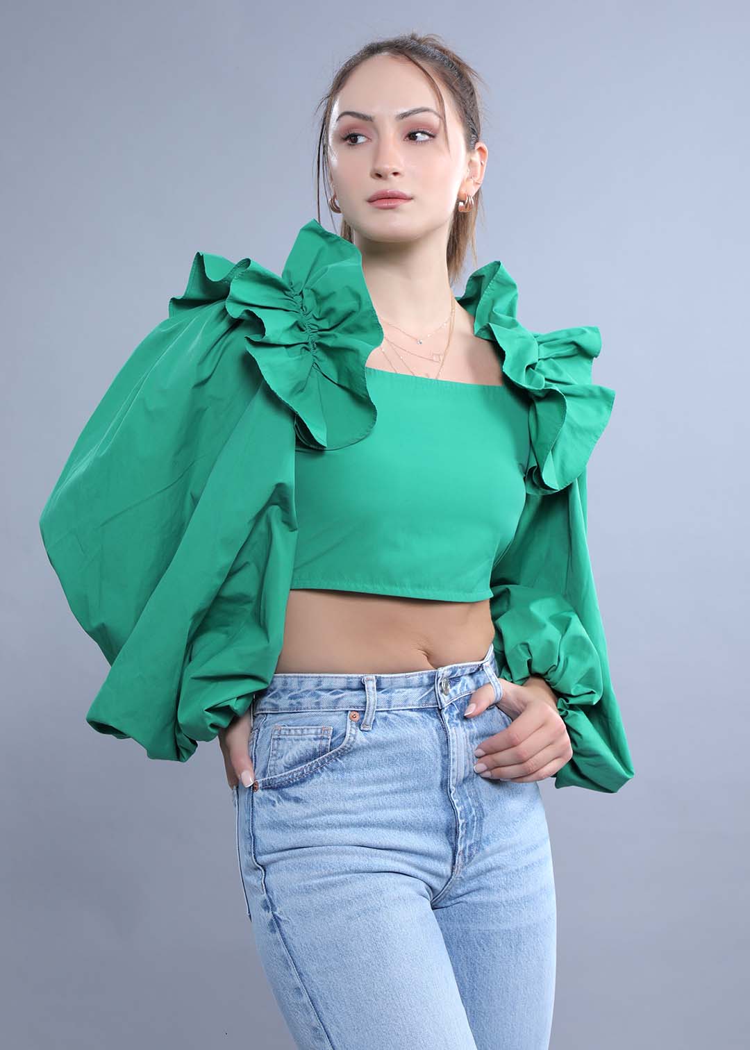 Fitted Top with Balloon Sleeves FRENCH THEORY