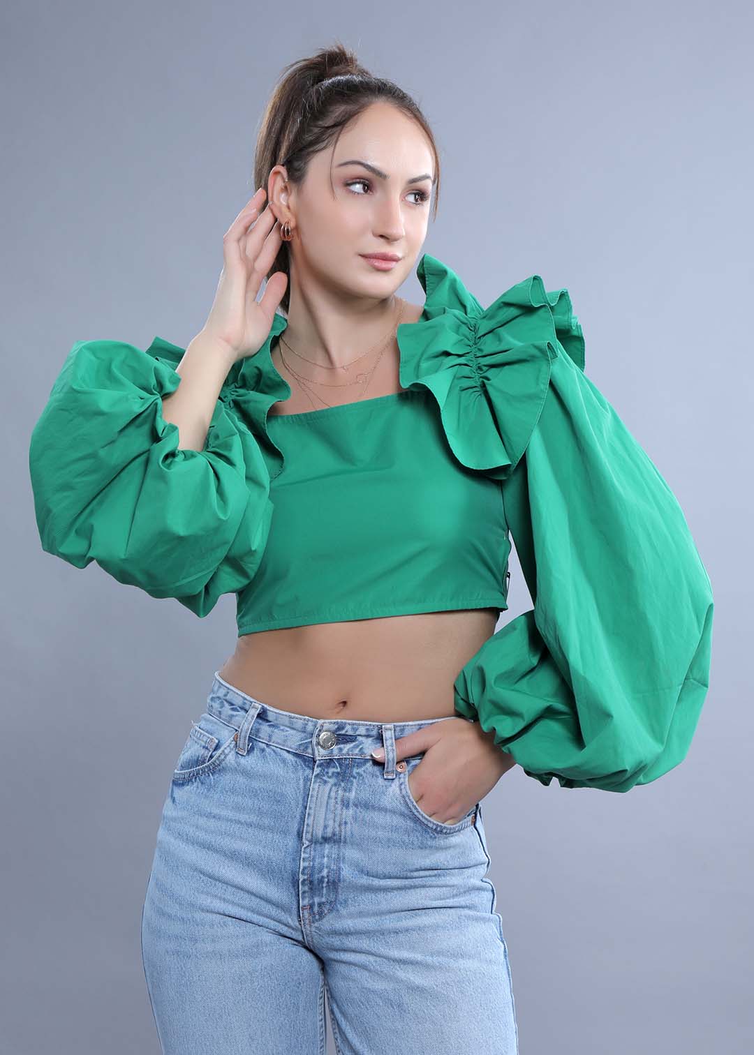 Fitted Top with Balloon Sleeves FRENCH THEORY