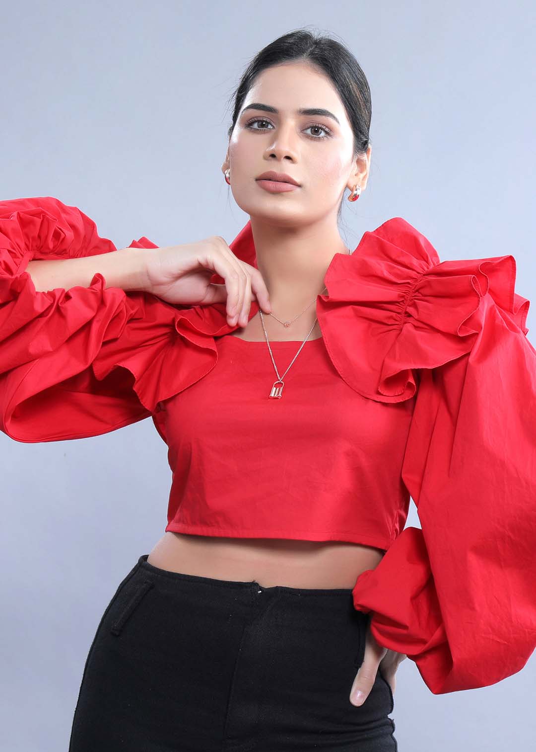 Fitted Top with Balloon Sleeves FRENCH THEORY