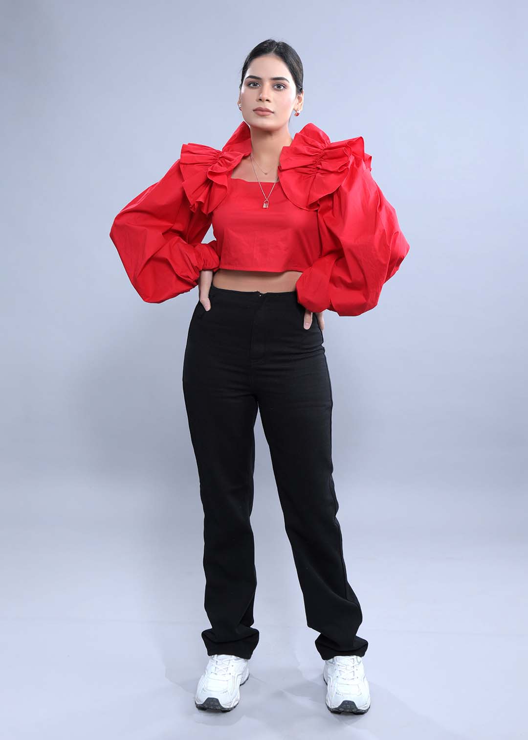 Fitted Top with Balloon Sleeves FRENCH THEORY