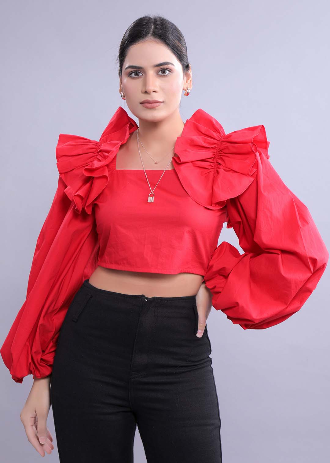 Fitted Top with Balloon Sleeves FRENCH THEORY