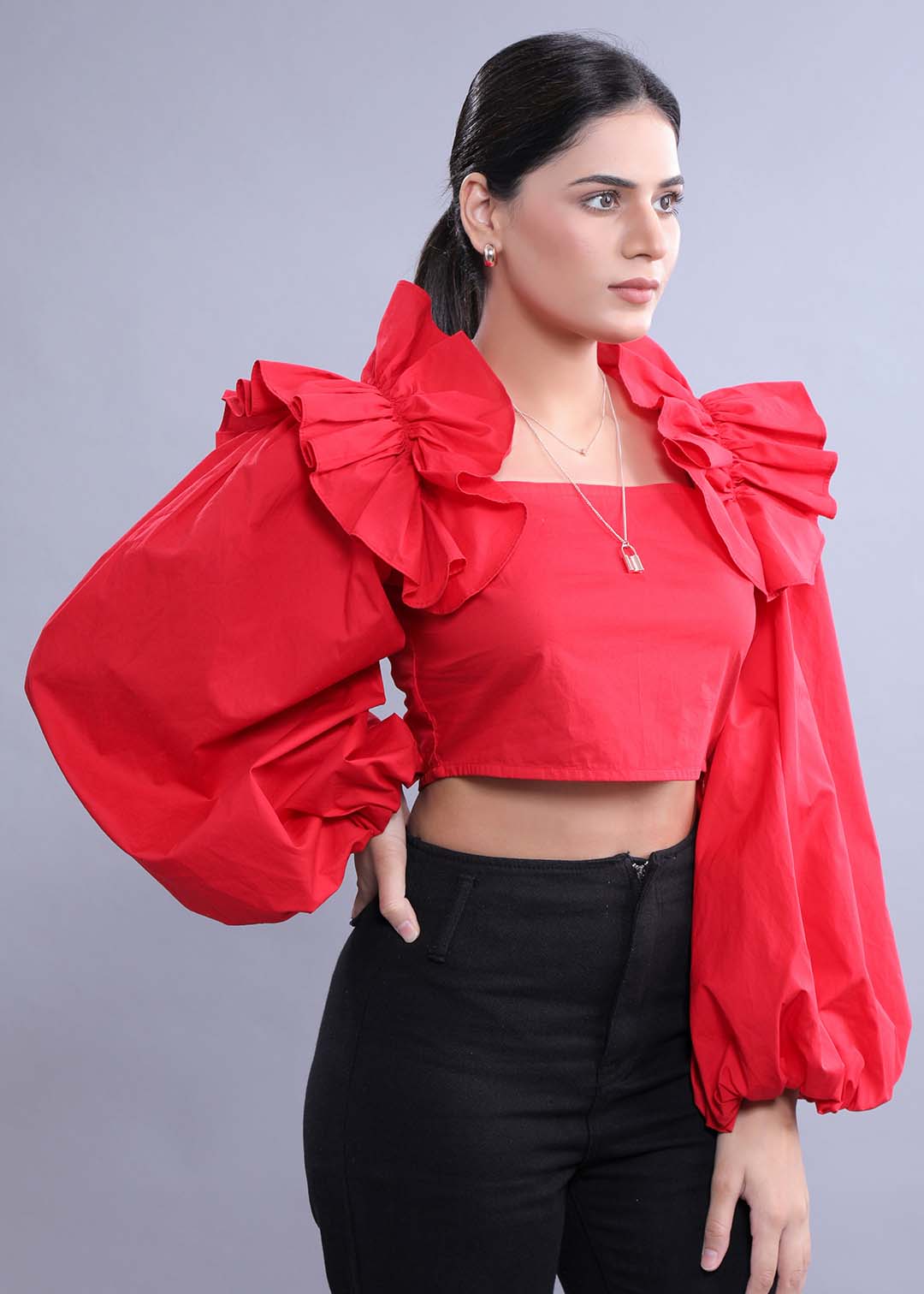 Fitted Top with Balloon Sleeves FRENCH THEORY