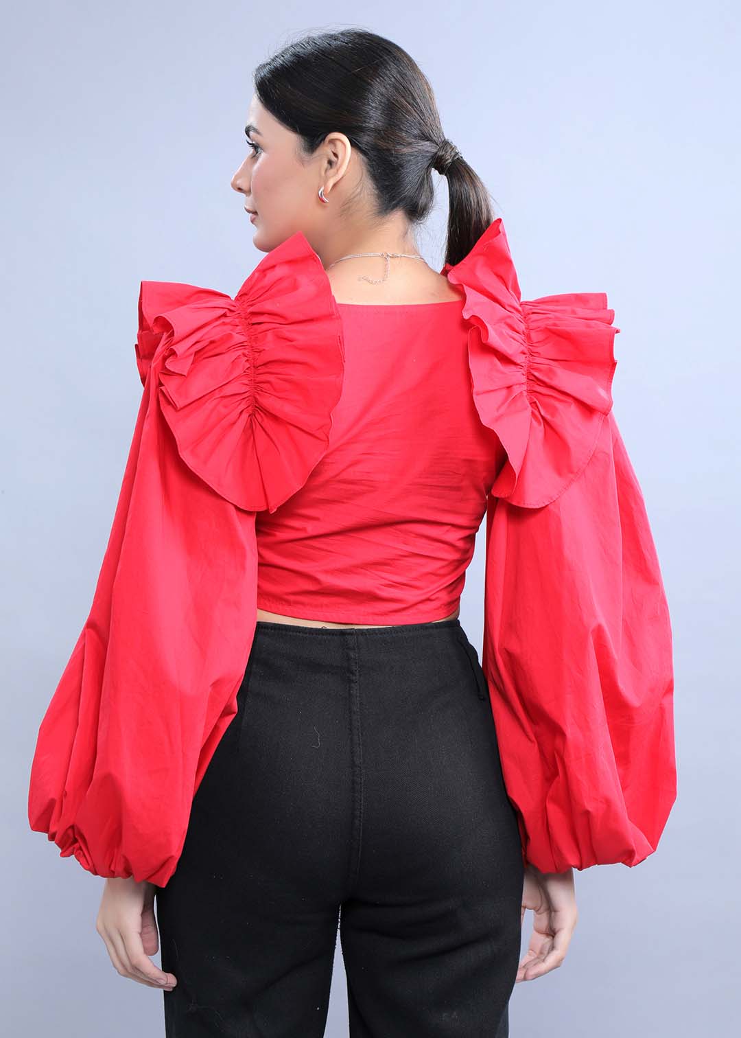 Fitted Top with Balloon Sleeves FRENCH THEORY