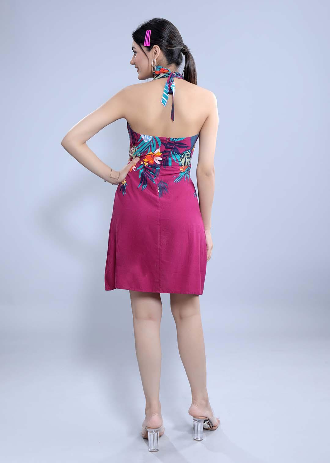 Printed A-Line Halter Neck Dress FRENCH THEORY