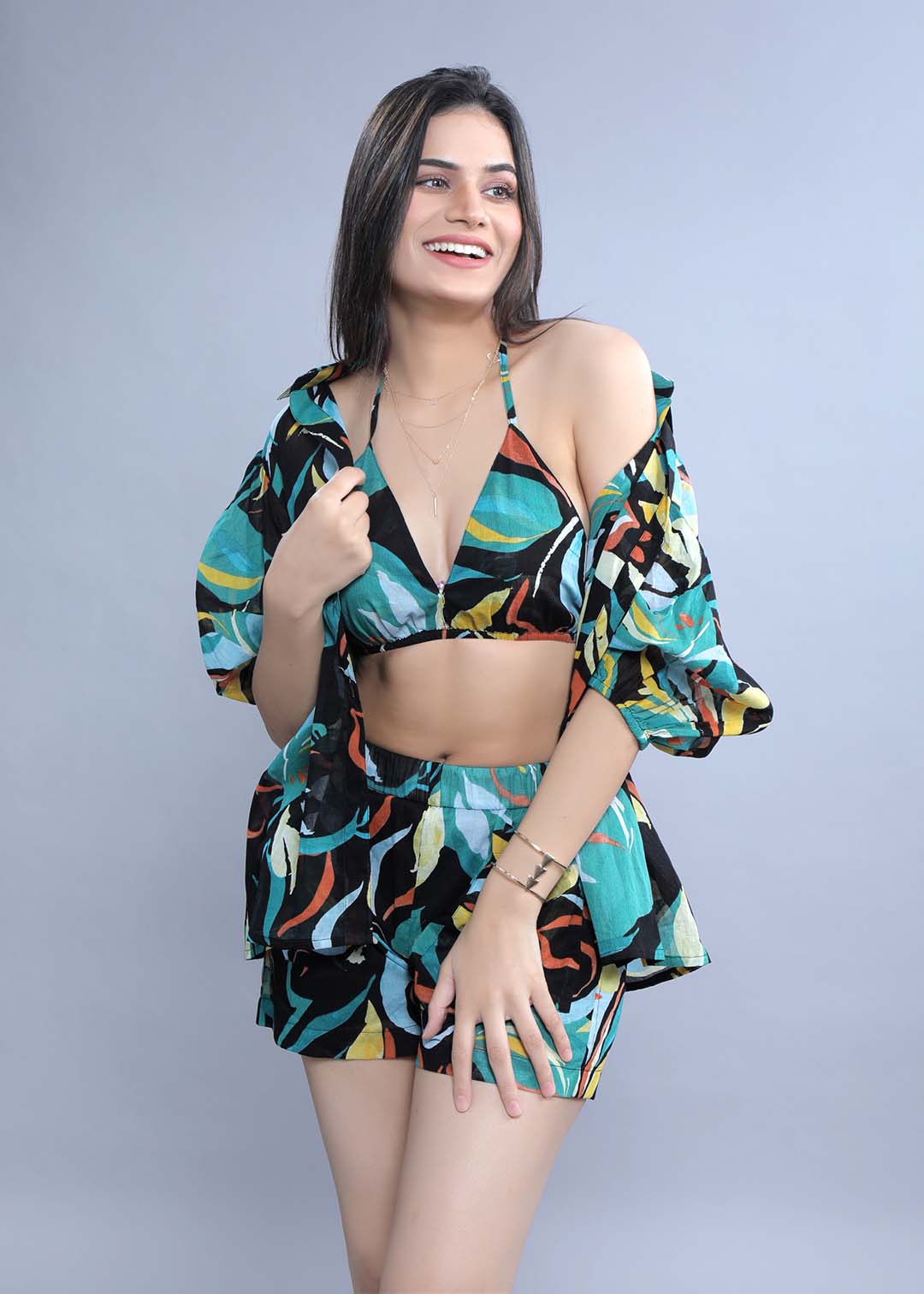 Printed Oversized Puff Sleeve Shirt FRENCH THEORY