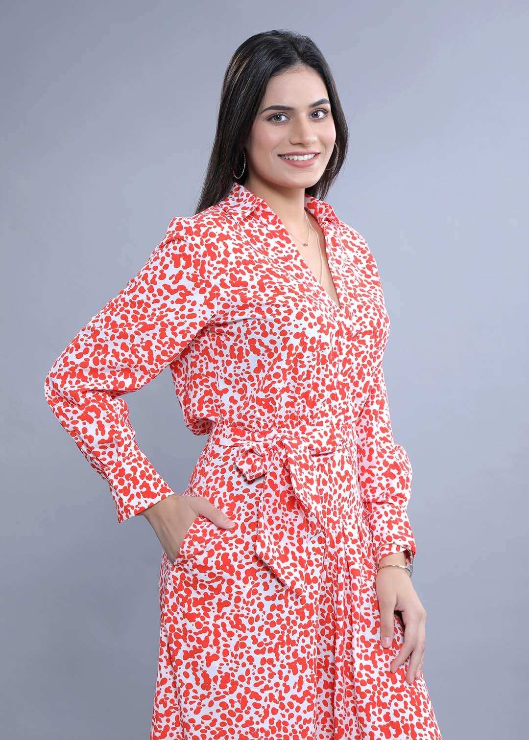 Crush Crepe Printed A-Line Dress FRENCH THEORY
