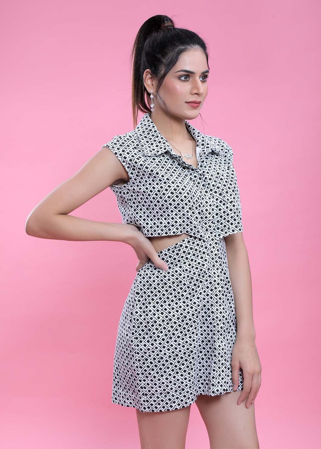 White Printed Shift Dress FRENCH THEORY