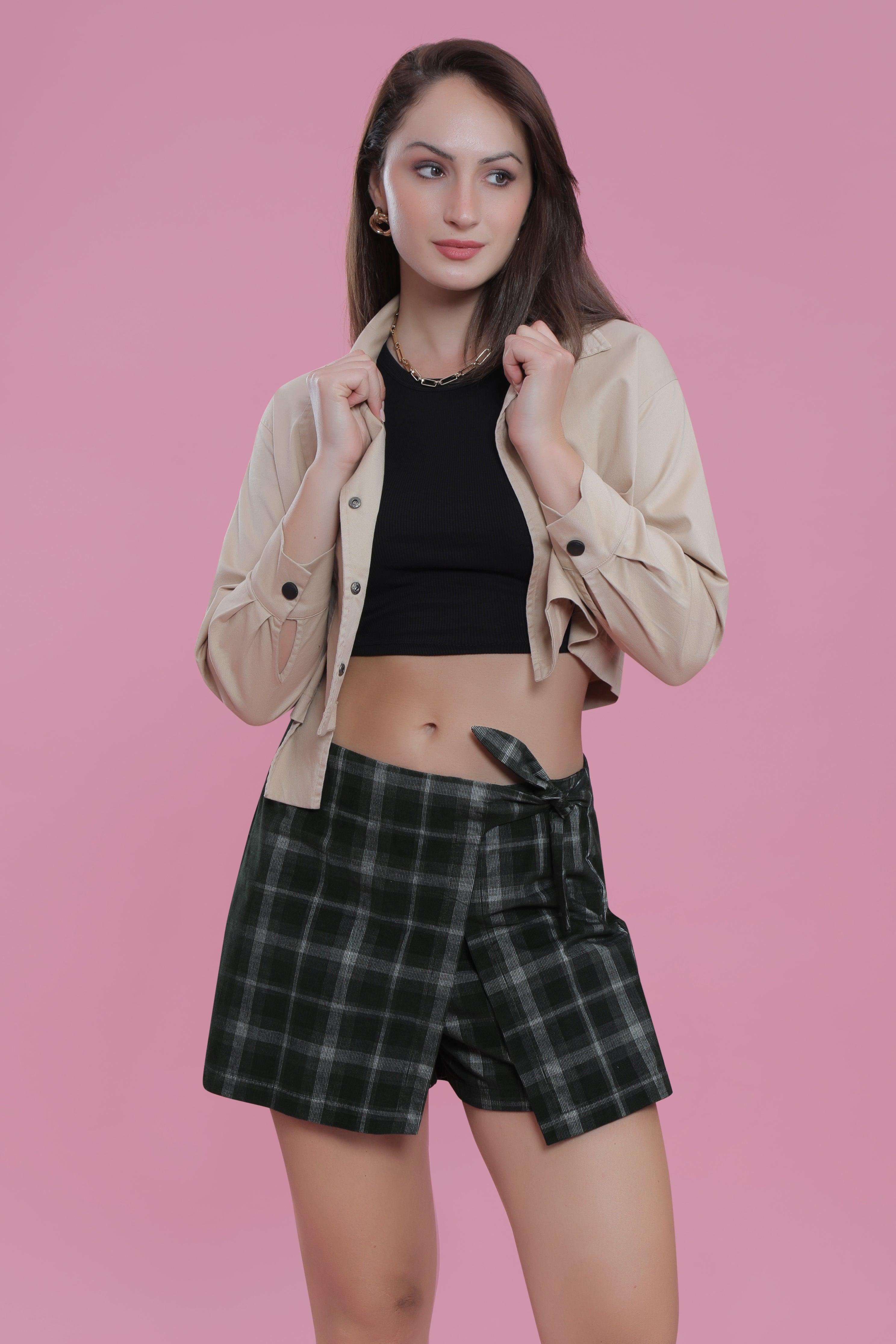 Printed Corduroy Mini Skort FRENCH THEORY