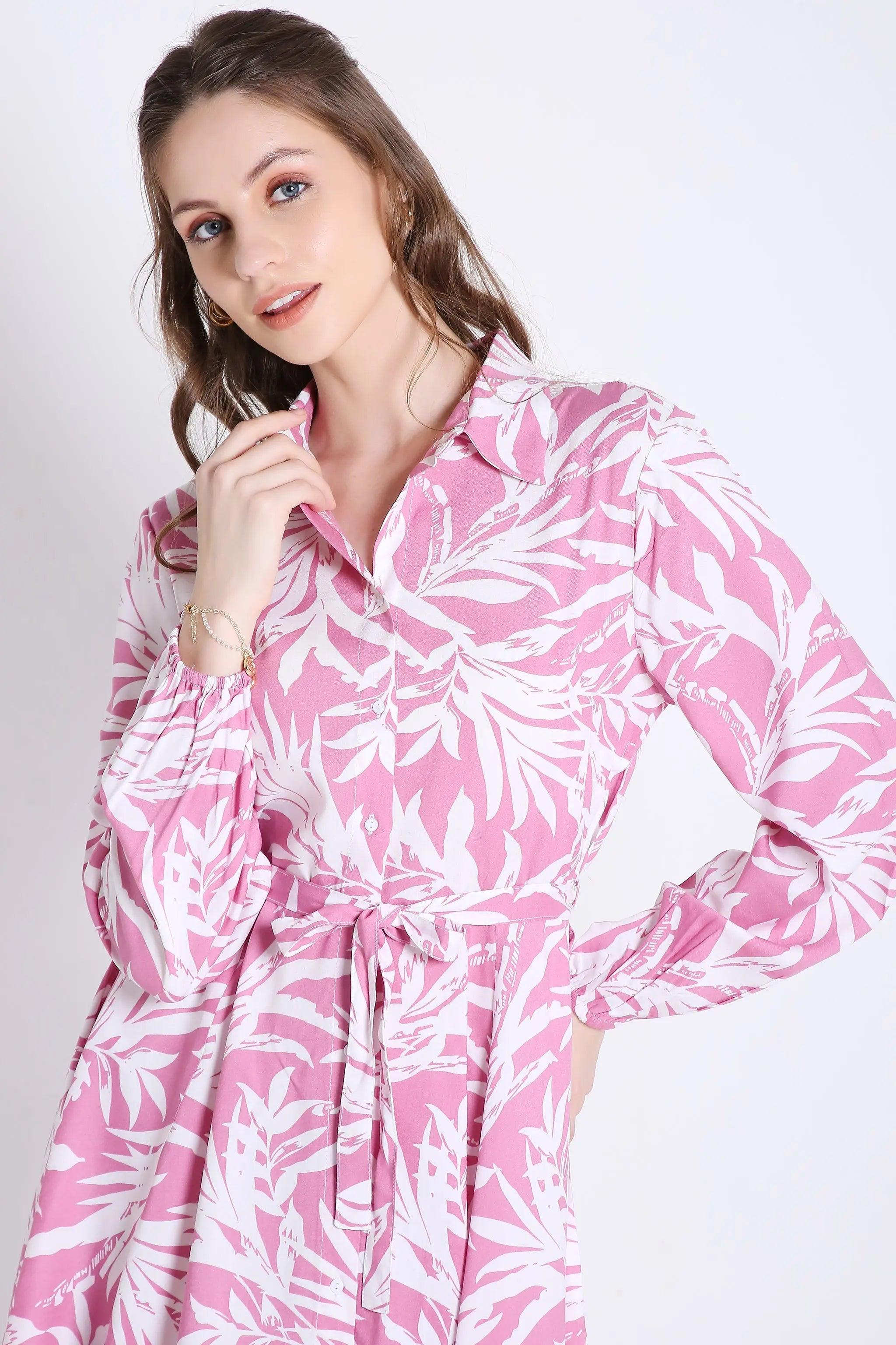 Printed & Flared Long Sleeve Dress FRENCH THEORY