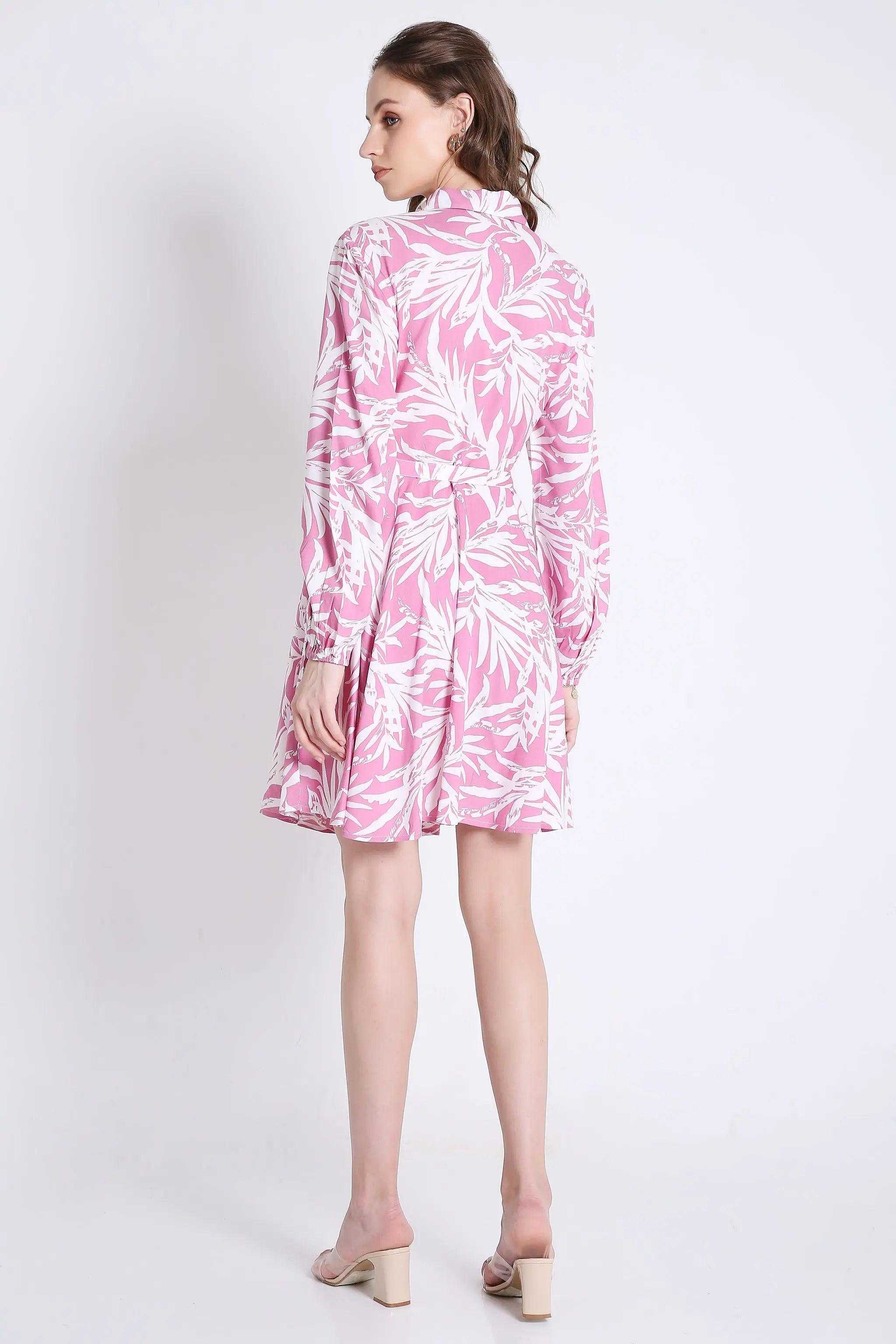 Printed & Flared Long Sleeve Dress FRENCH THEORY