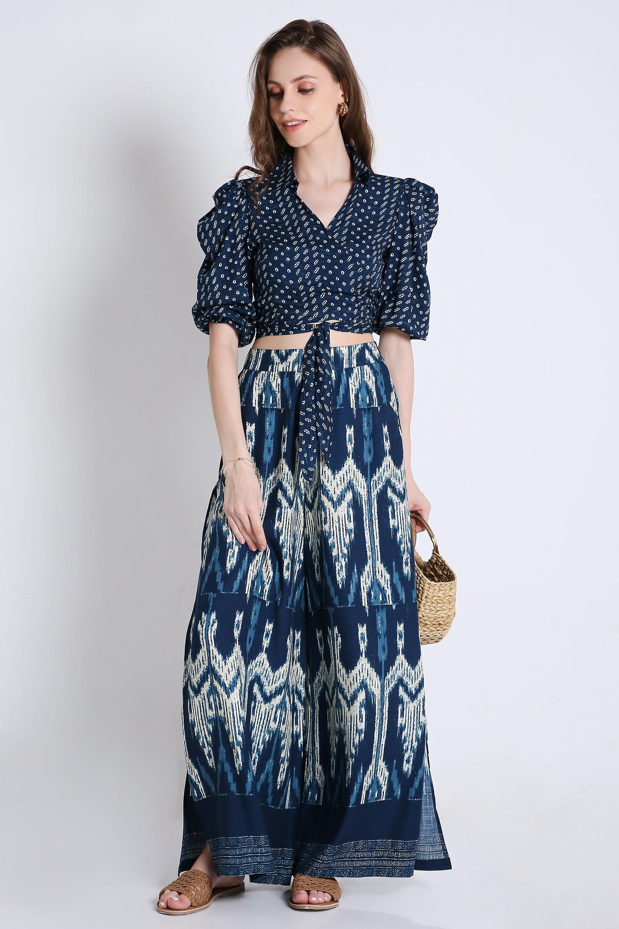 Puff Sleeve Wrap Crop Top FRENCH THEORY