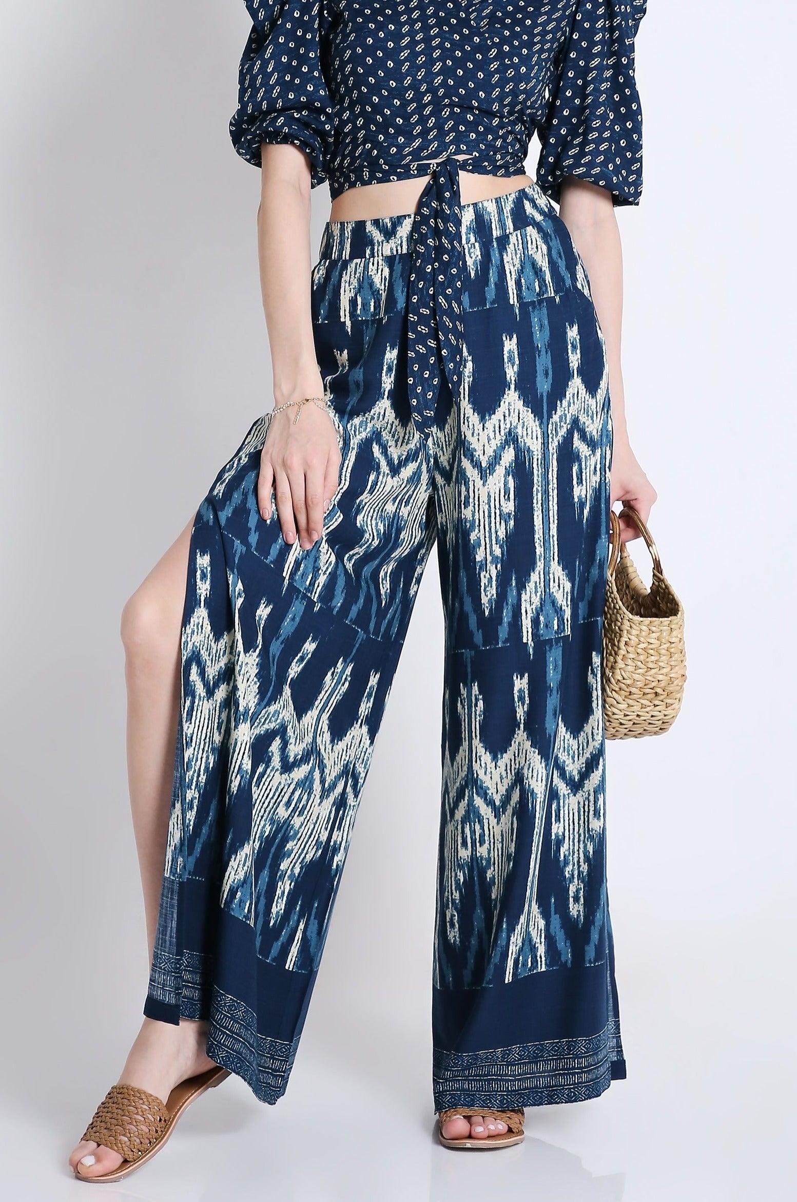 Printed Long Flared Slit Pant FRENCH THEORY
