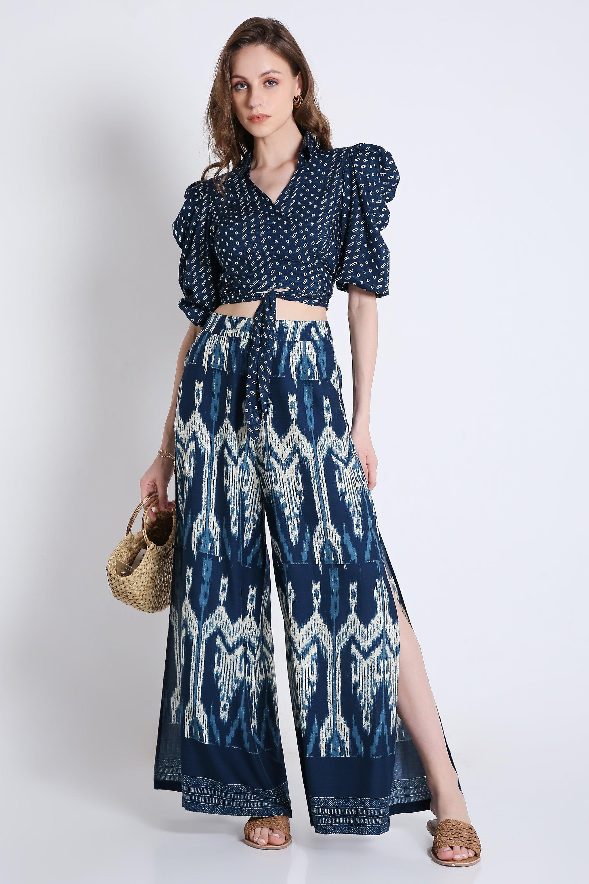 Printed Long Flared Slit Pant FRENCH THEORY