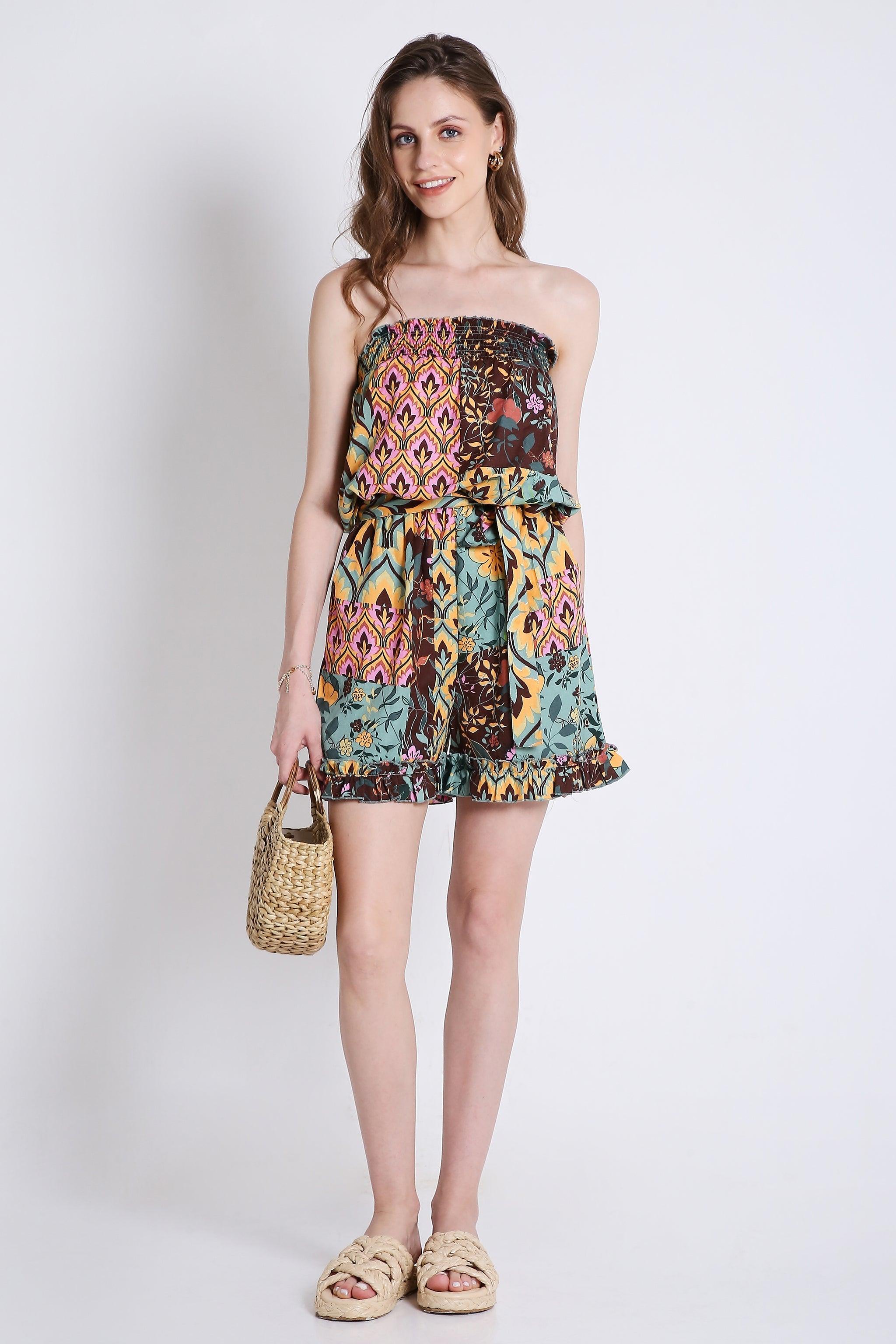 Off-Shoulder Floral Playsuit