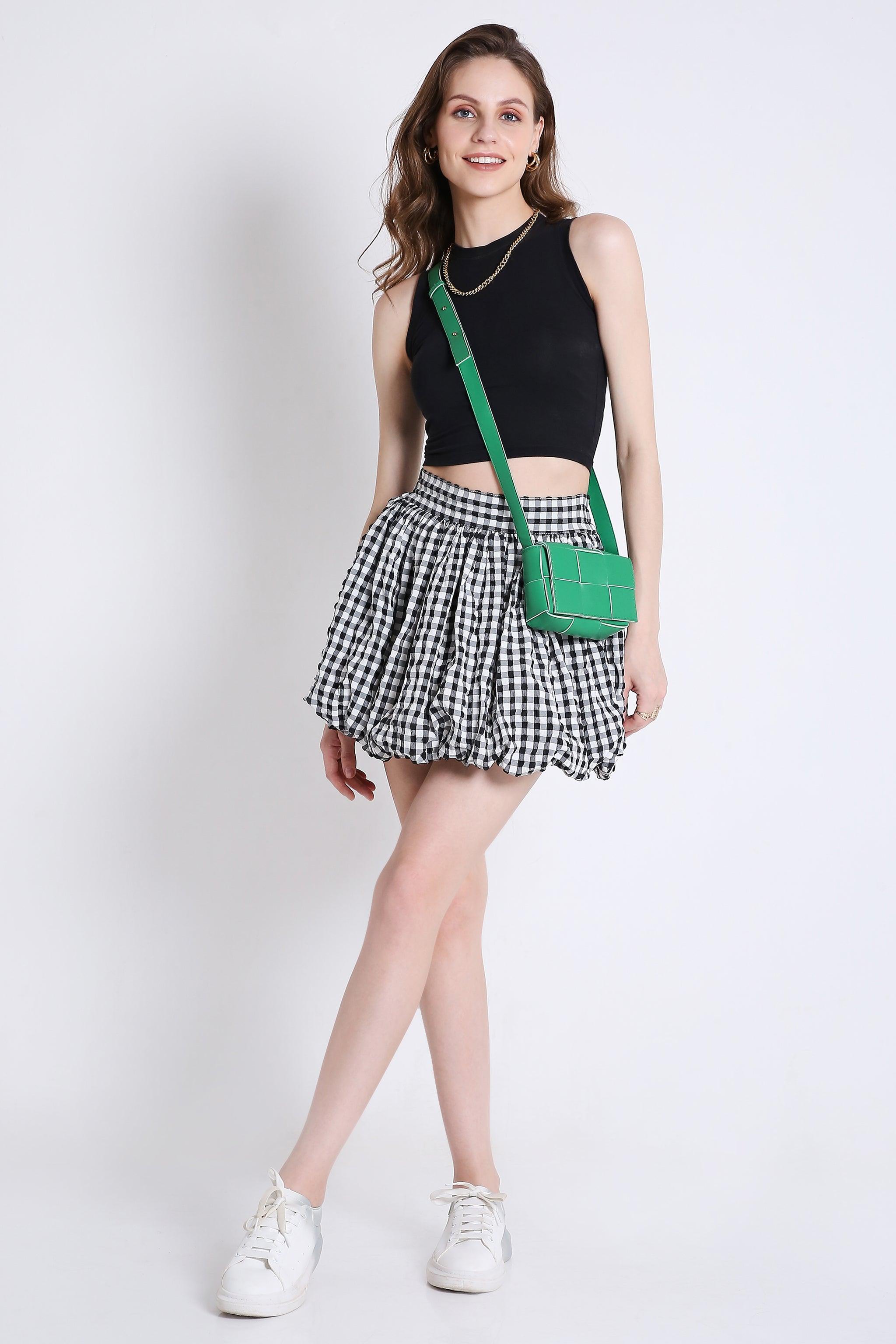 Balloon Mini Skirt in Checks FRENCH THEORY