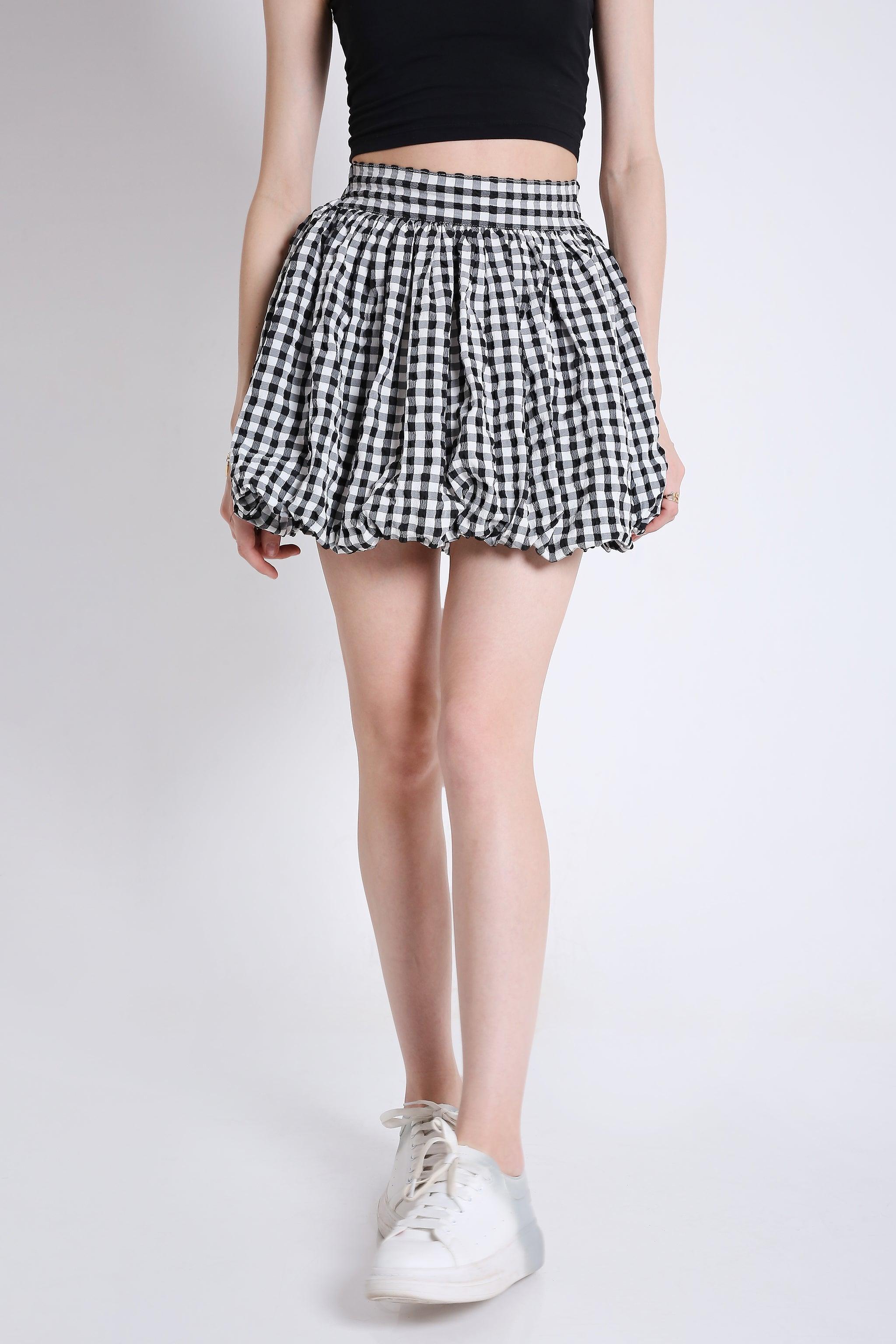 Balloon Mini Skirt in Checks FRENCH THEORY