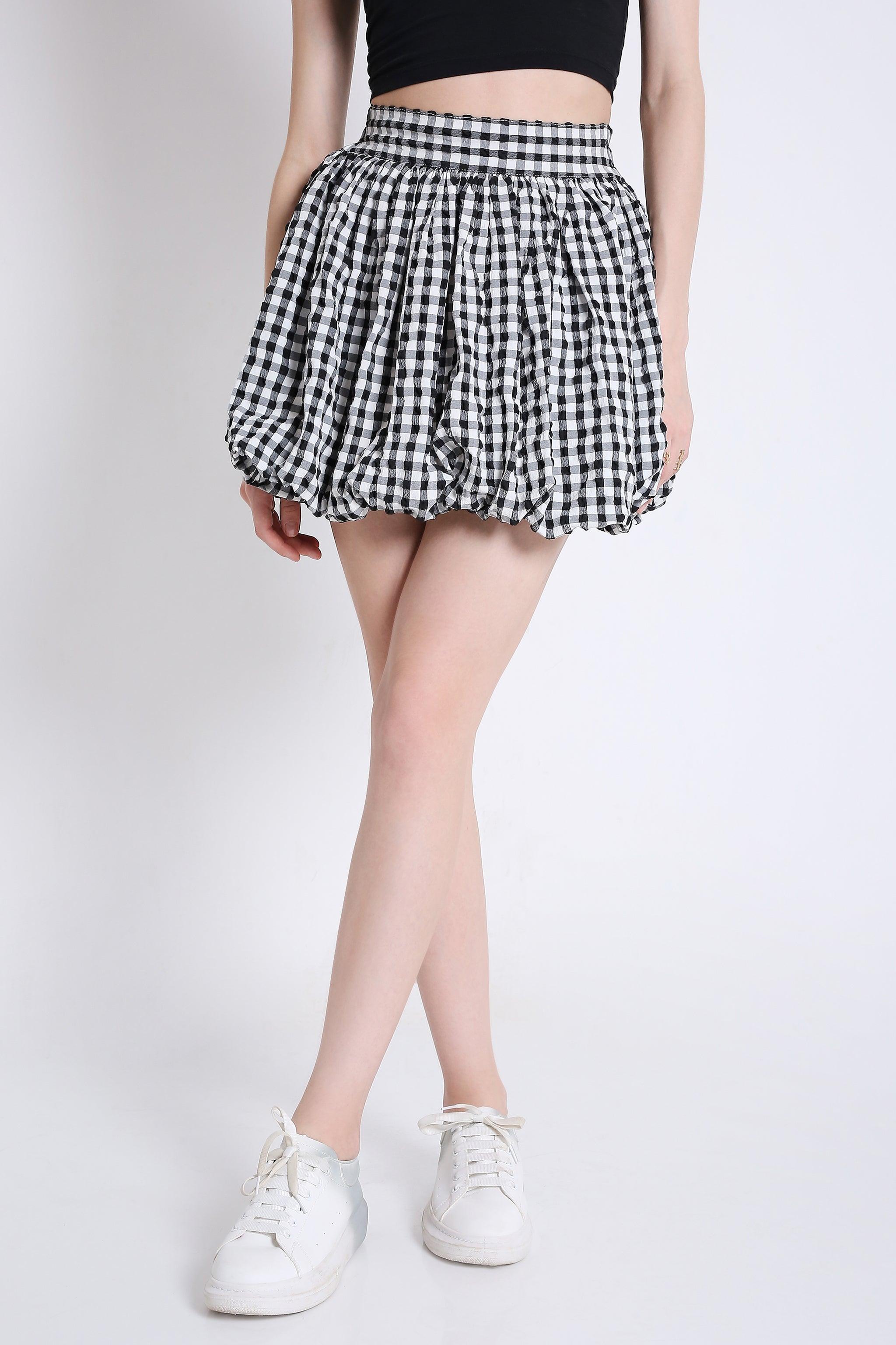 Balloon Mini Skirt in Checks FRENCH THEORY